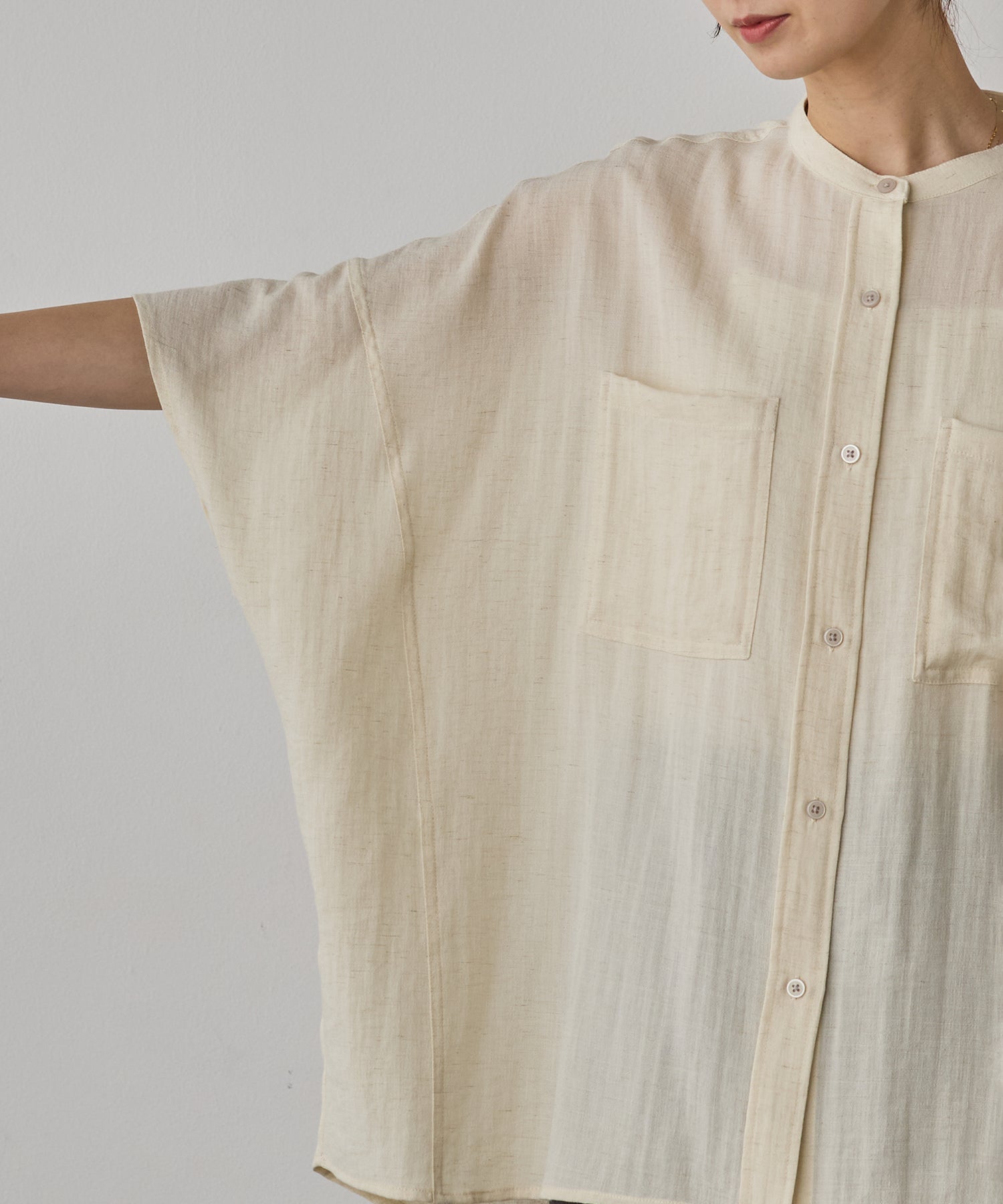 LINEN-RAYON DOLMAN OVERSHIRT