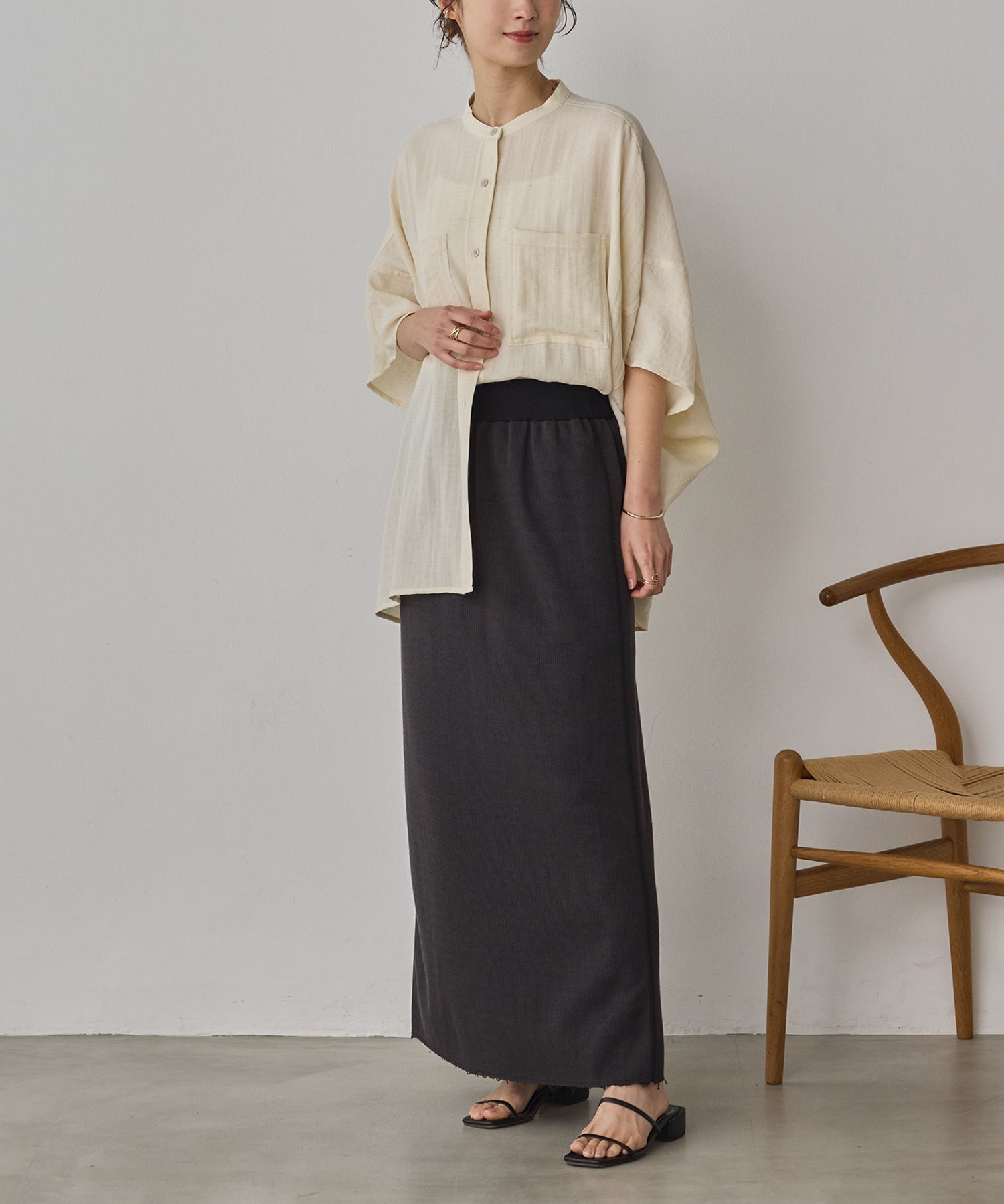 LINEN-RAYON DOLMAN OVERSHIRT