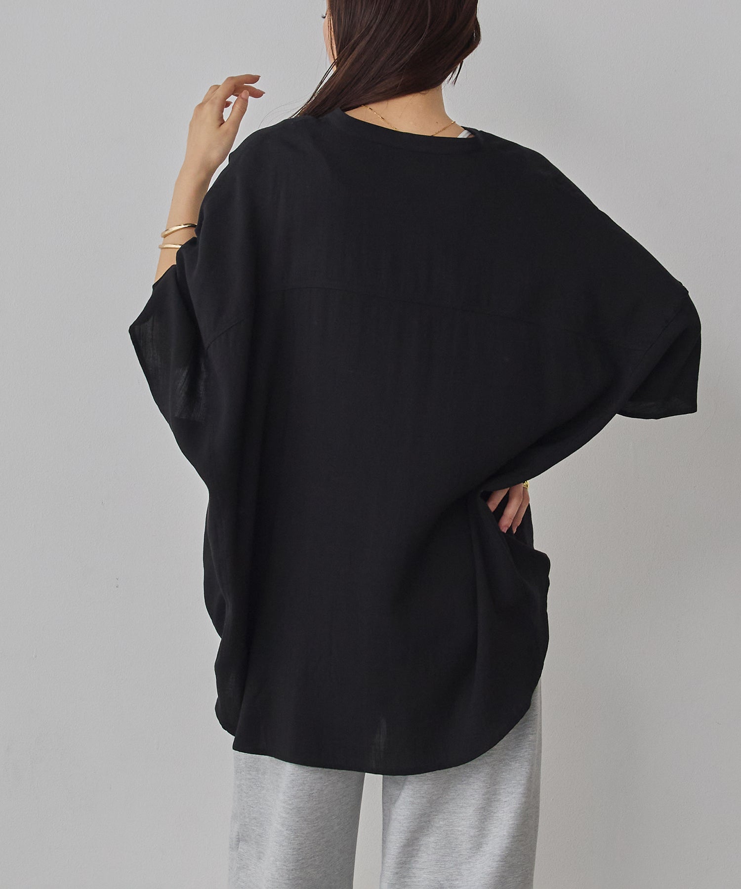 LINEN-RAYON DOLMAN OVERSHIRT