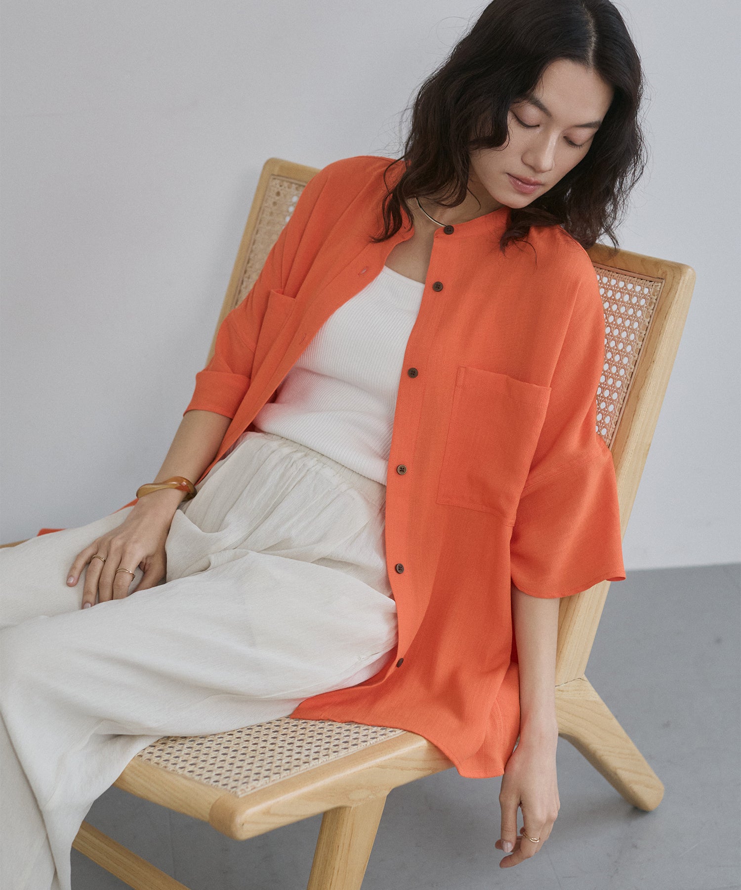 LINEN-RAYON DOLMAN OVERSHIRT