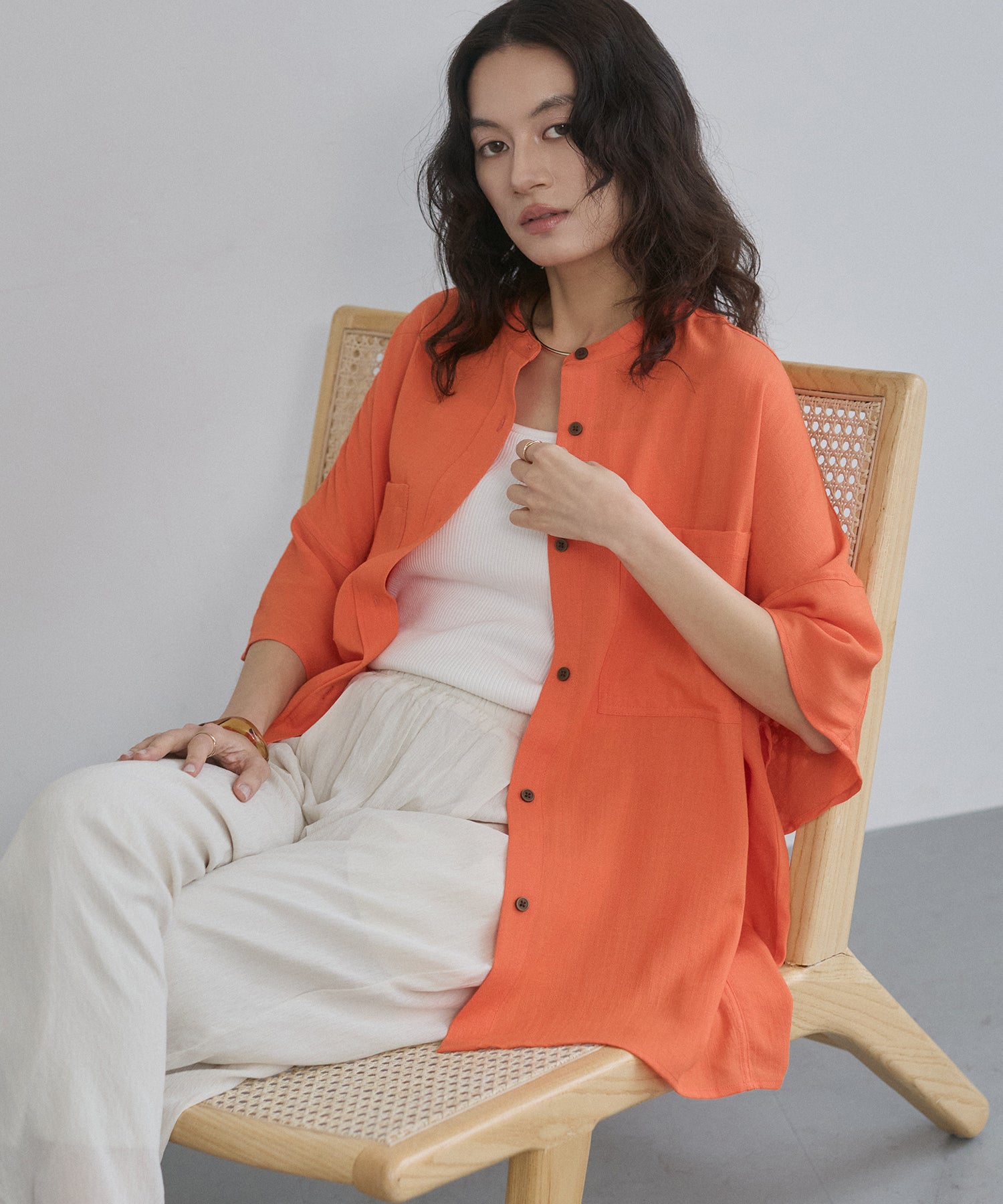 LINEN-RAYON DOLMAN OVERSHIRT
