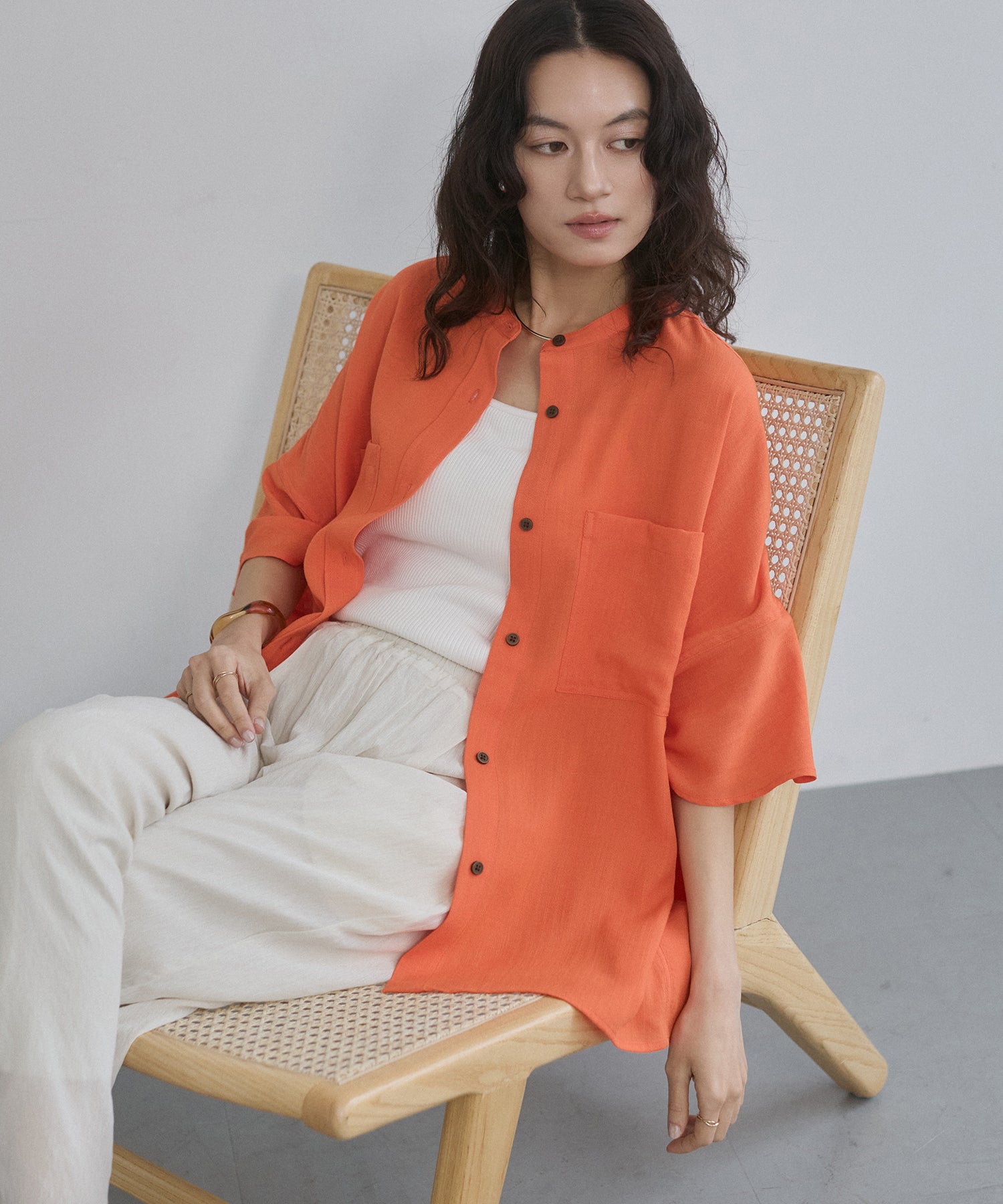 LINEN-RAYON DOLMAN OVERSHIRT