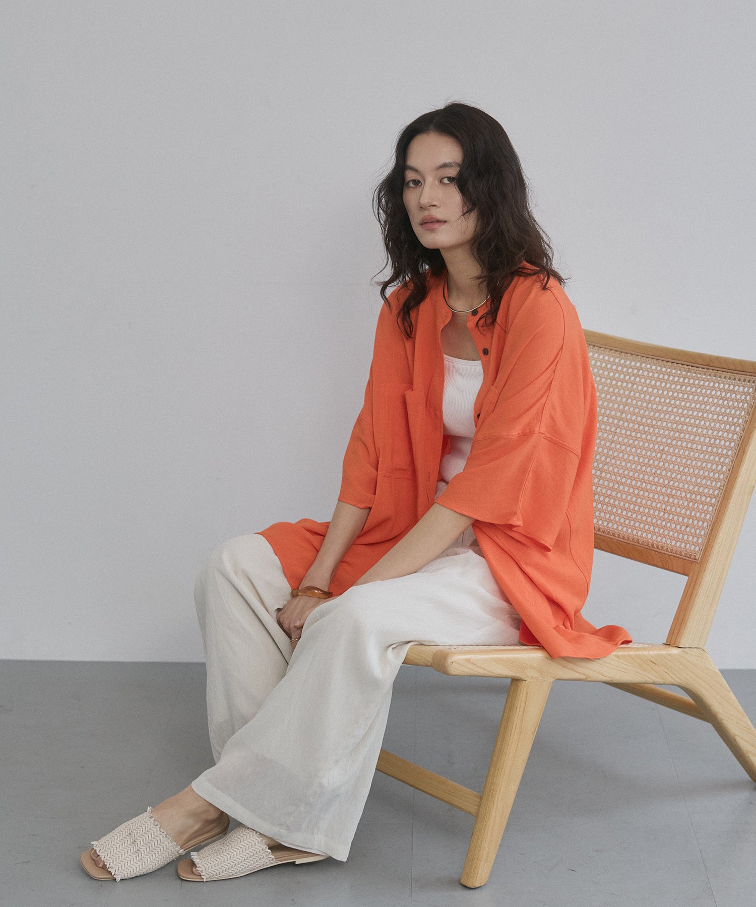 LINEN-RAYON DOLMAN OVERSHIRT