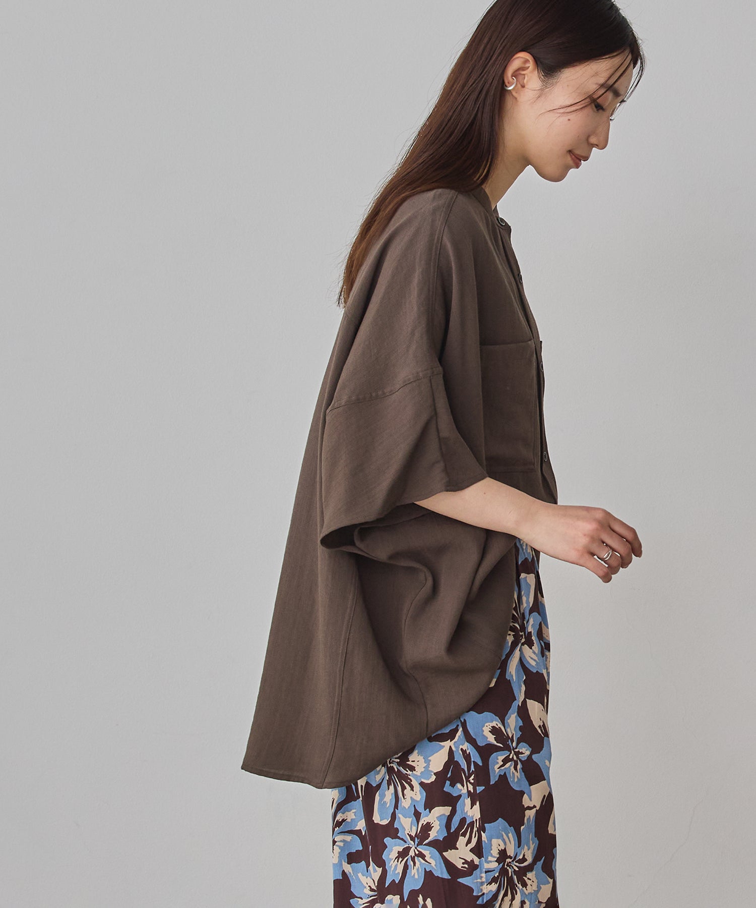 LINEN-RAYON DOLMAN OVERSHIRT