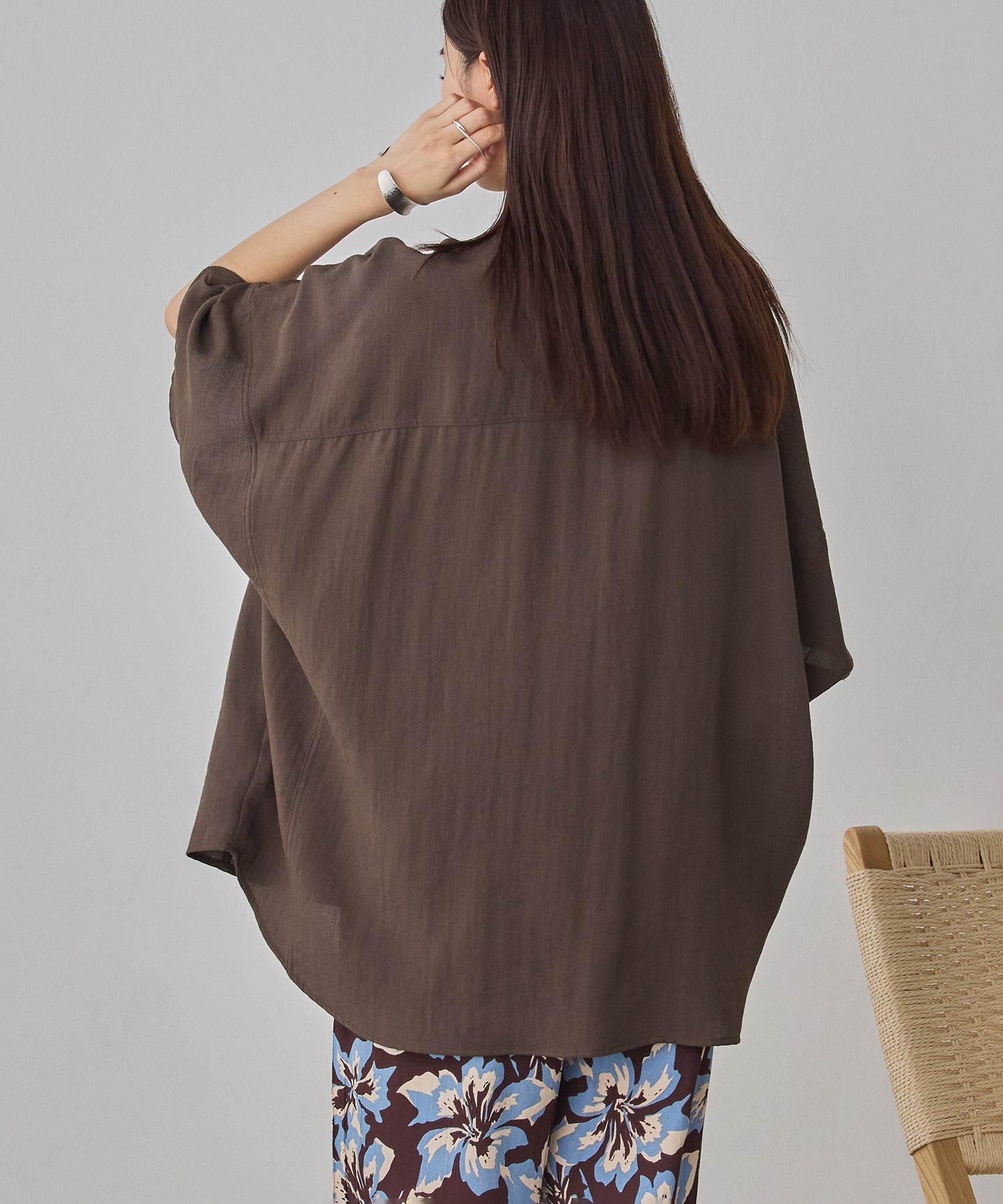 LINEN-RAYON DOLMAN OVERSHIRT