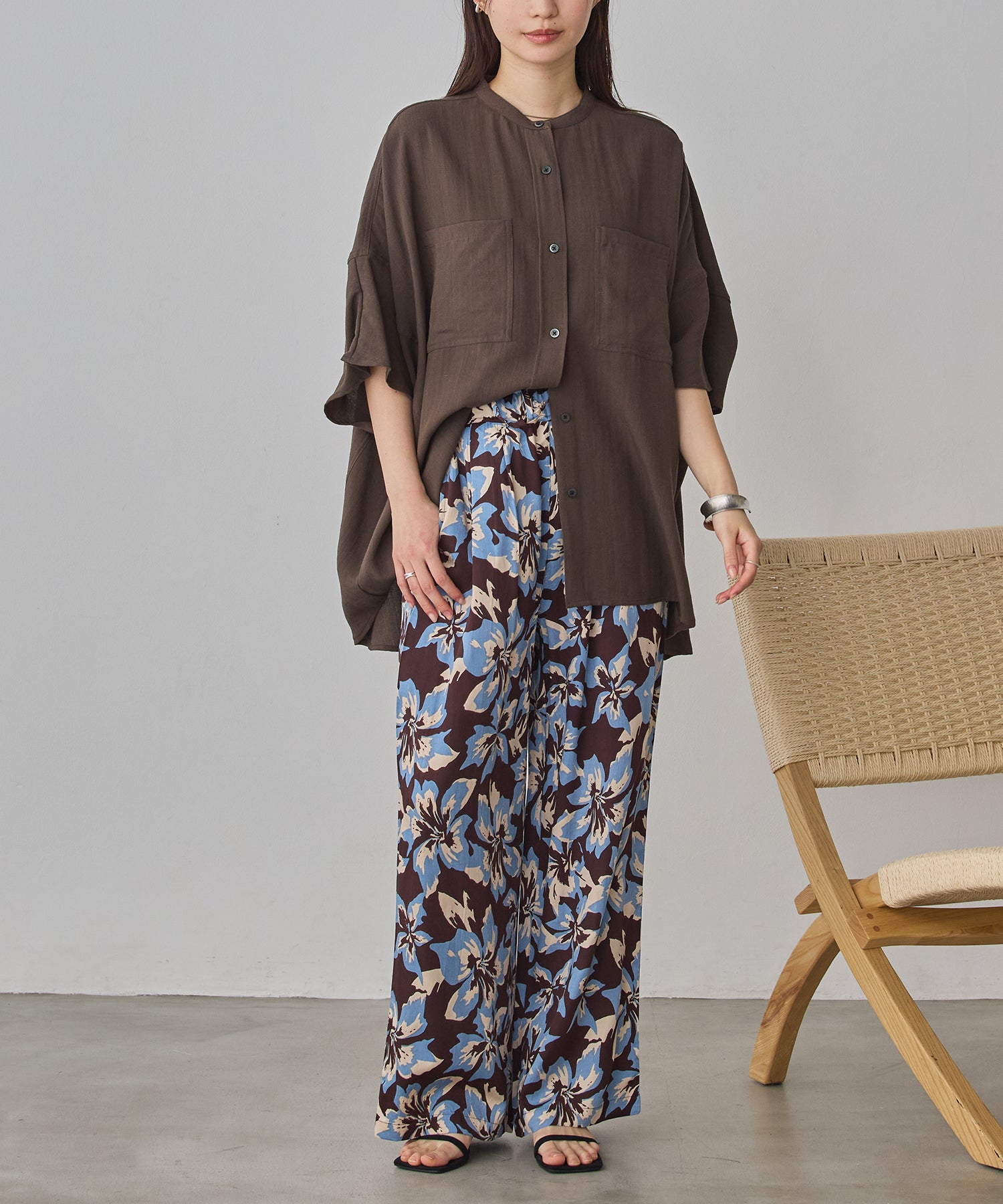 LINEN-RAYON DOLMAN OVERSHIRT