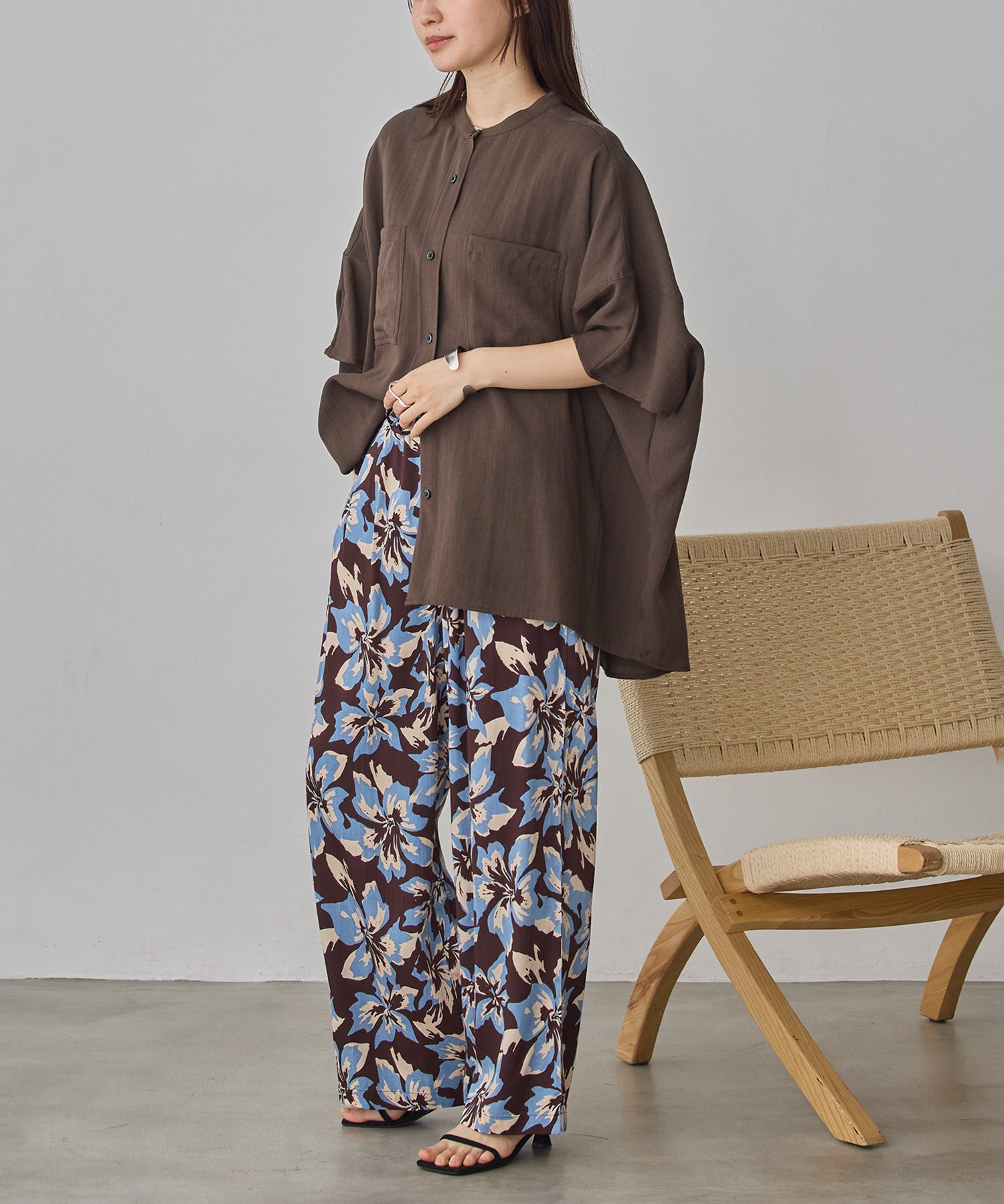 LINEN-RAYON DOLMAN OVERSHIRT