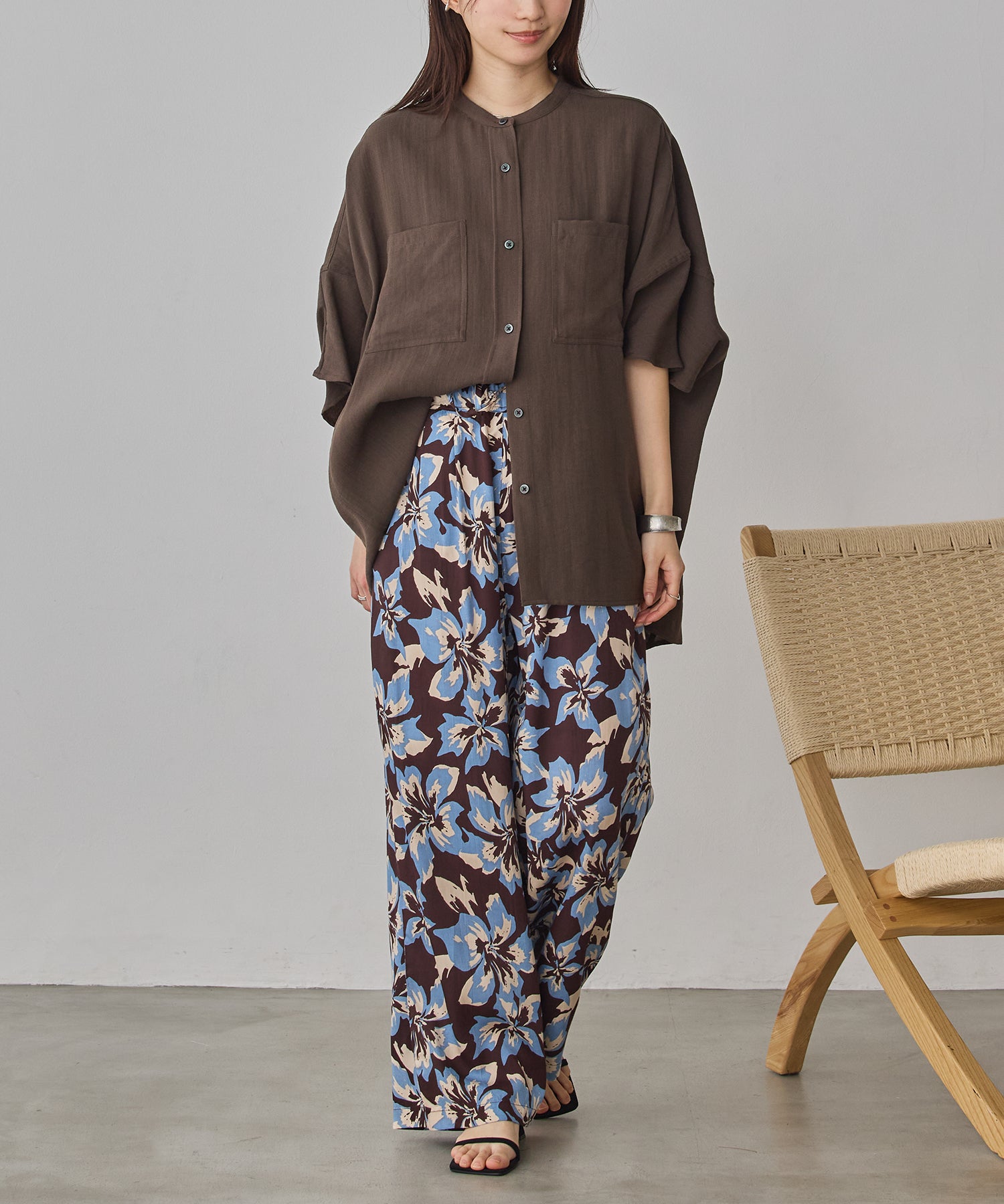 LINEN-RAYON DOLMAN OVERSHIRT