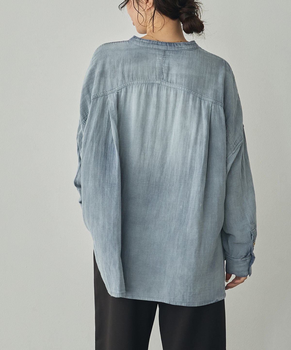 BAND-COLLAR DOUBLE-GAUZE SHIRT