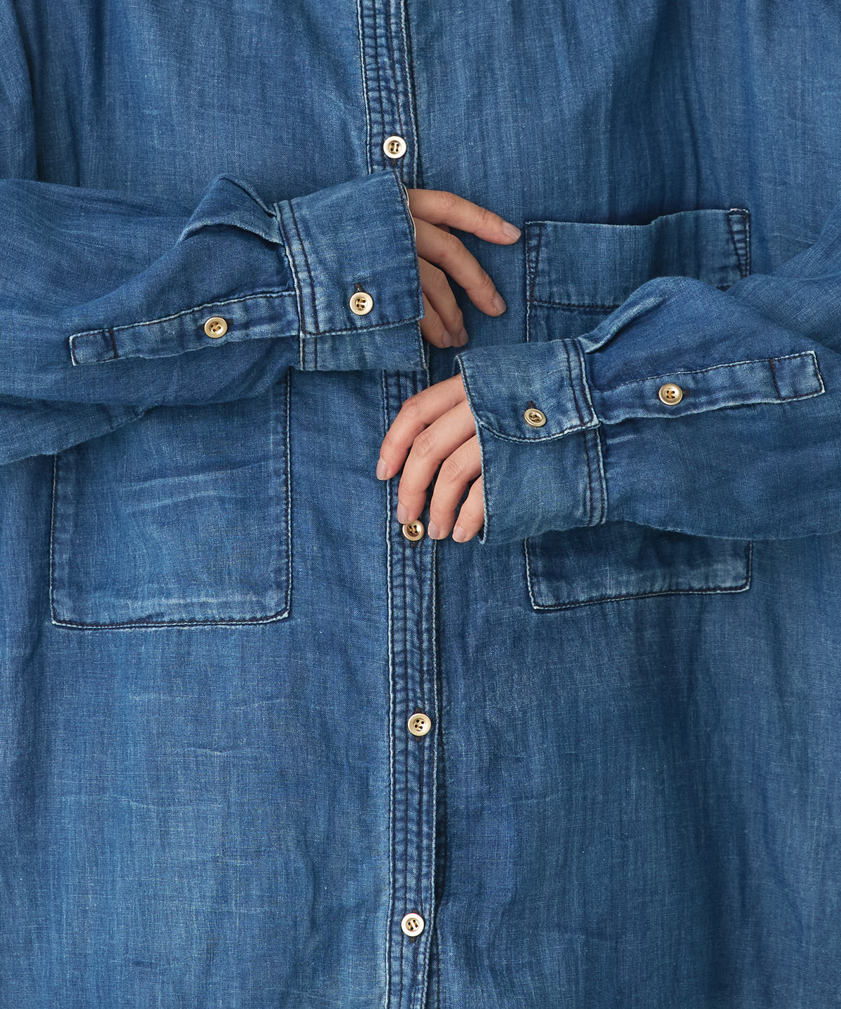 BAND-COLLAR DOUBLE-GAUZE SHIRT