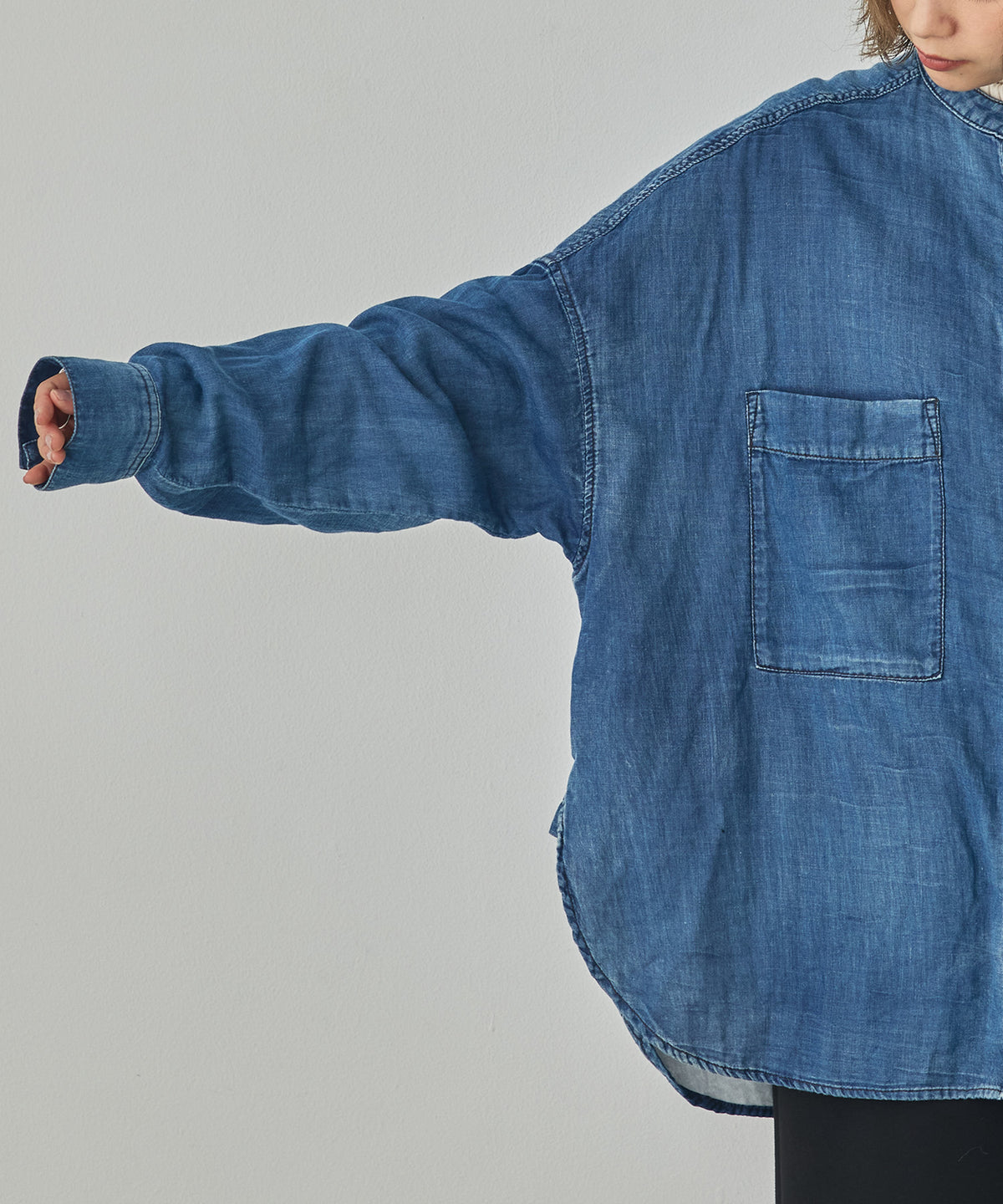 BAND-COLLAR DOUBLE-GAUZE SHIRT