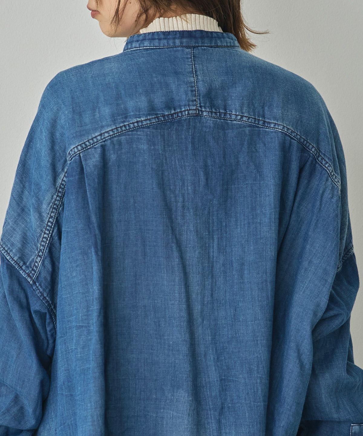 BAND-COLLAR DOUBLE-GAUZE SHIRT