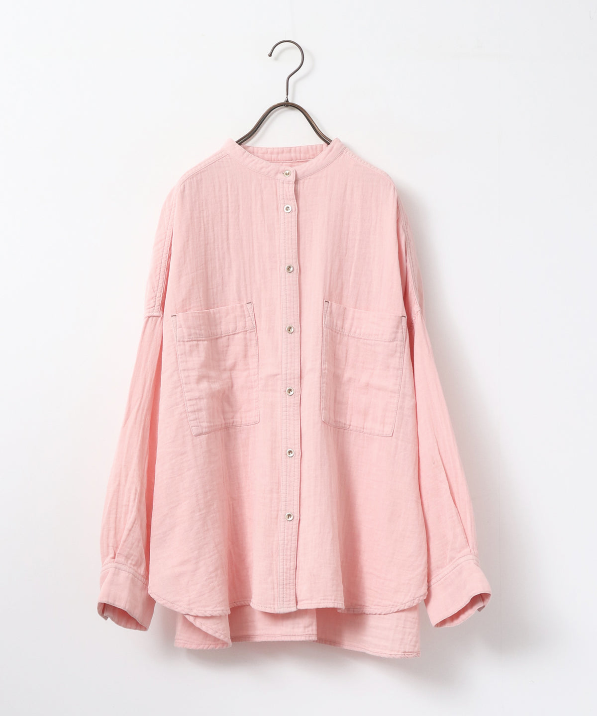 BAND-COLLAR DOUBLE-GAUZE SHIRT