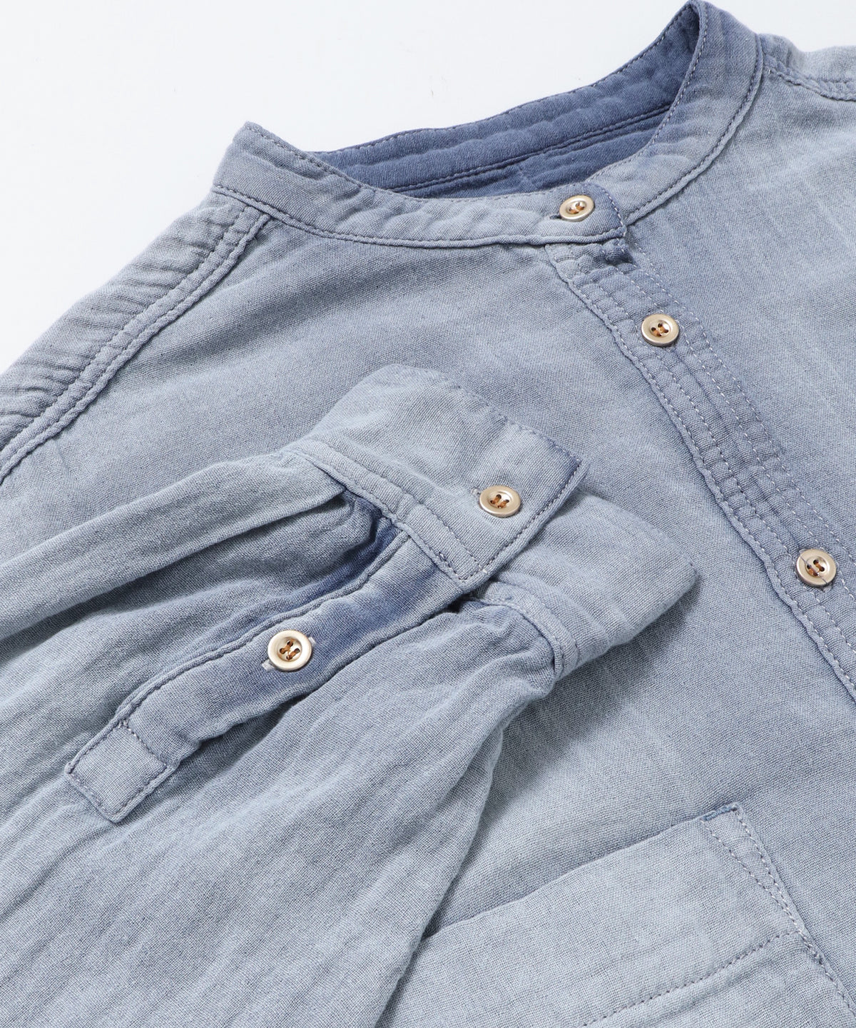 BAND-COLLAR DOUBLE-GAUZE SHIRT