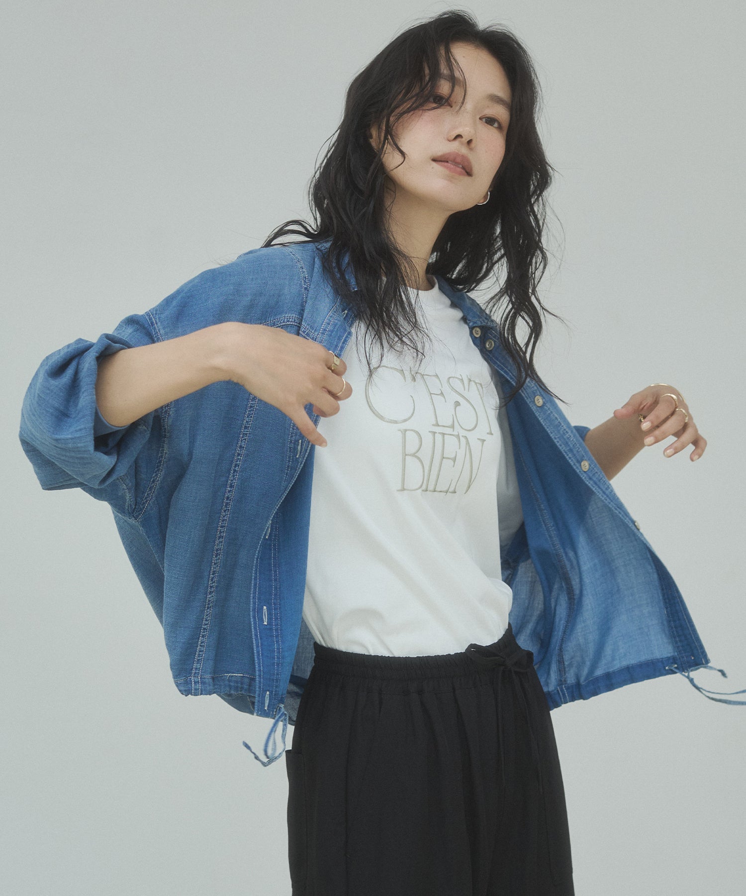 SHEER DENIM SHIRT JACKET