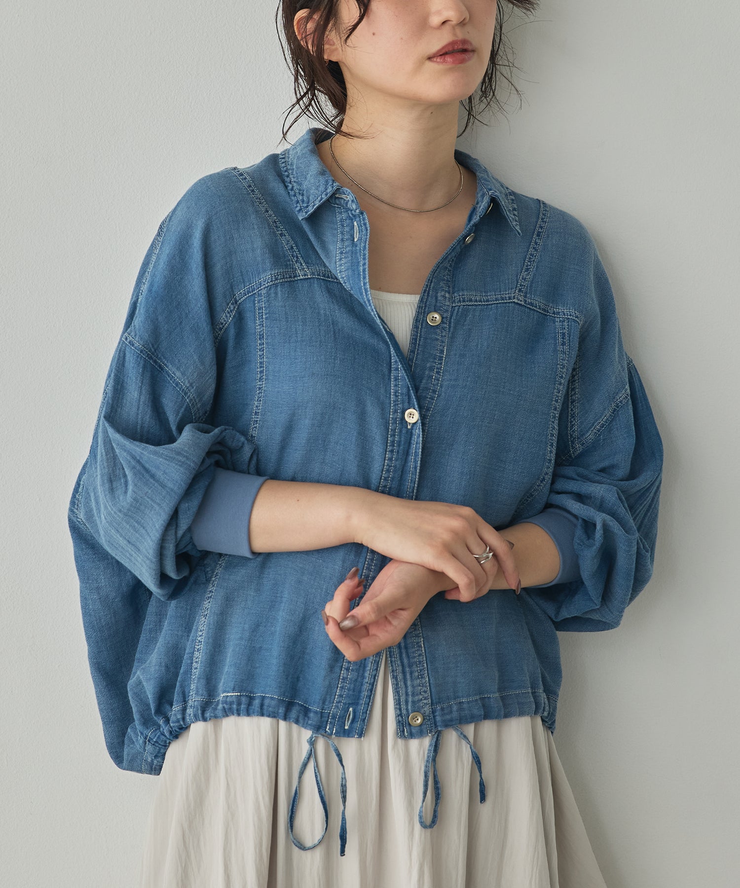 SHEER DENIM SHIRT JACKET
