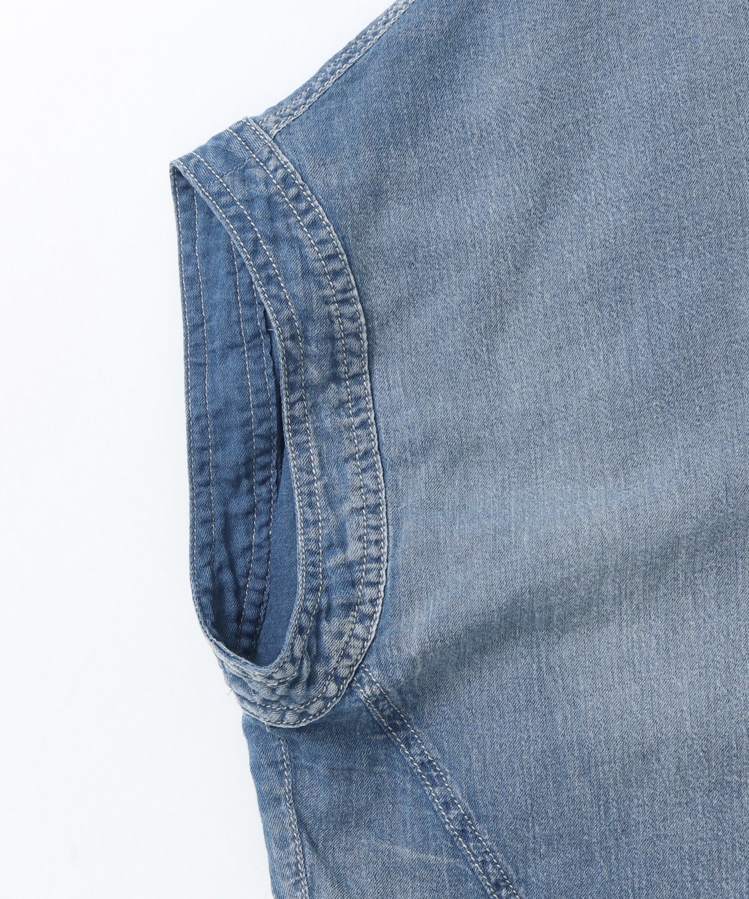 [PRE-ORDER]SHEER DENIM SHORT-SLEEVE SKIPPER SHIRT