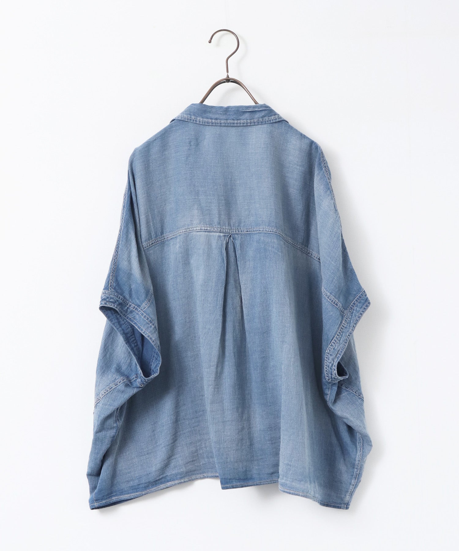 [PRE-ORDER]SHEER DENIM SHORT-SLEEVE SKIPPER SHIRT