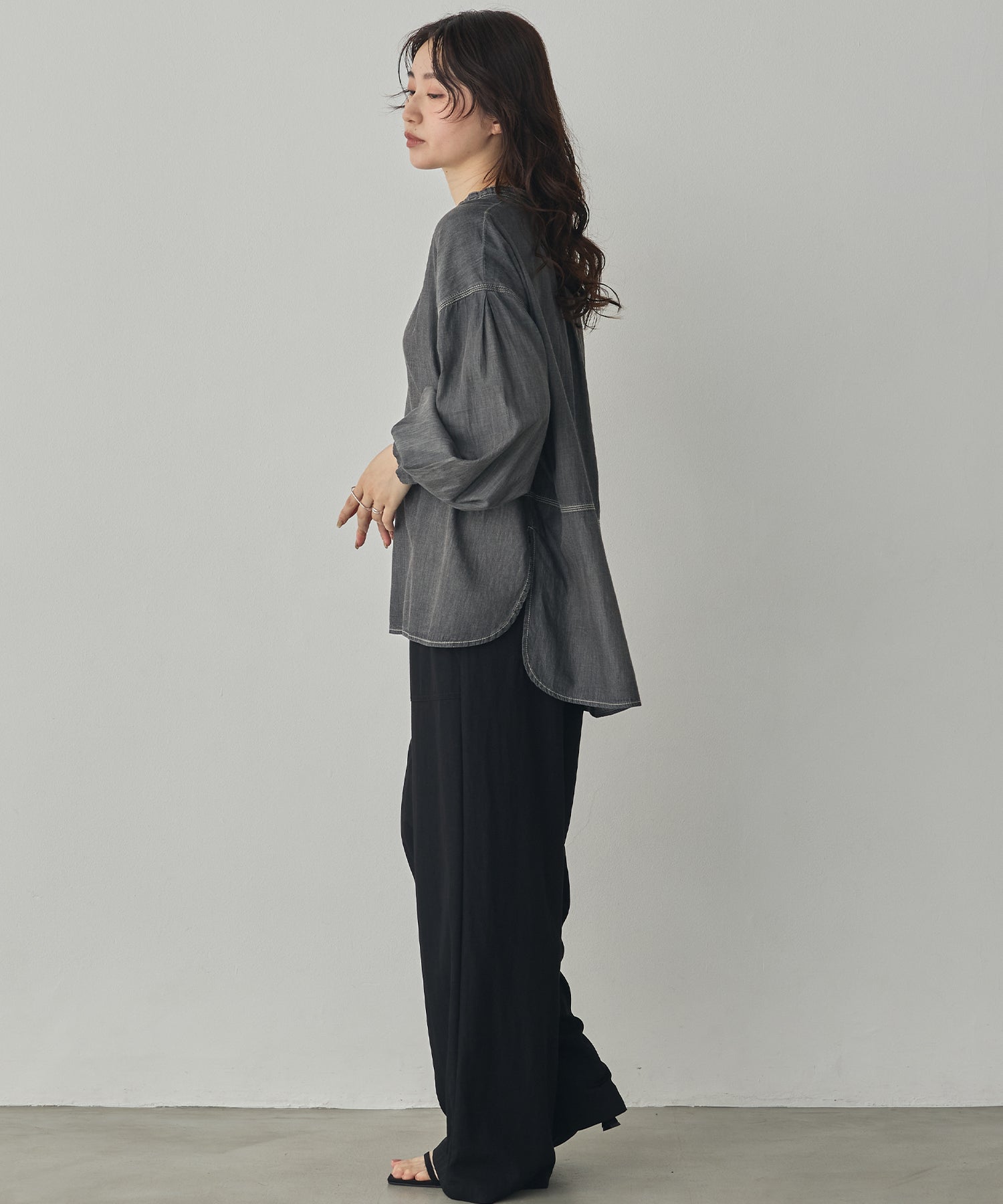 SHEER DENIM SKIPPER TOPS