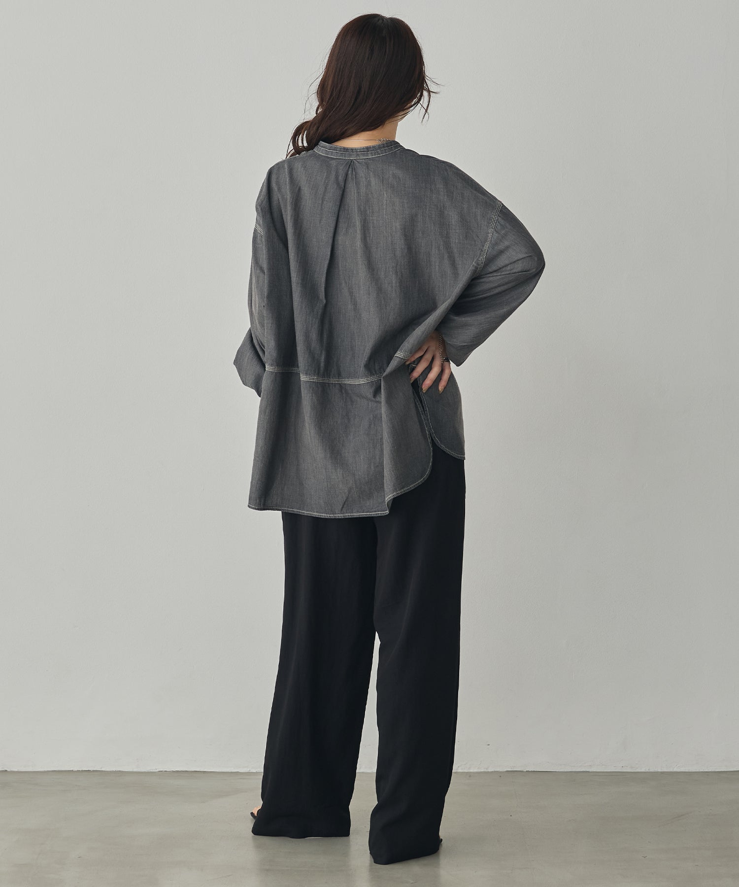 SHEER DENIM SKIPPER TOPS