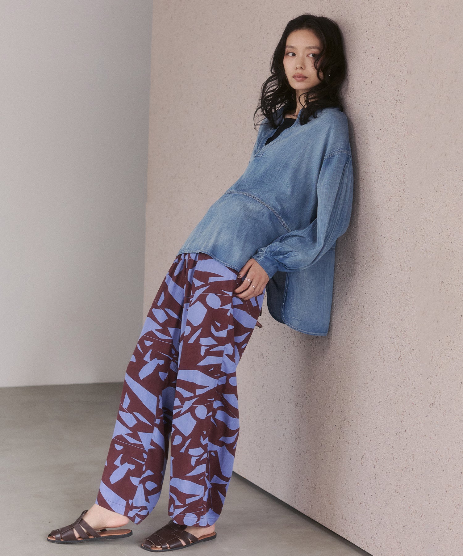 SHEER DENIM SKIPPER TOPS