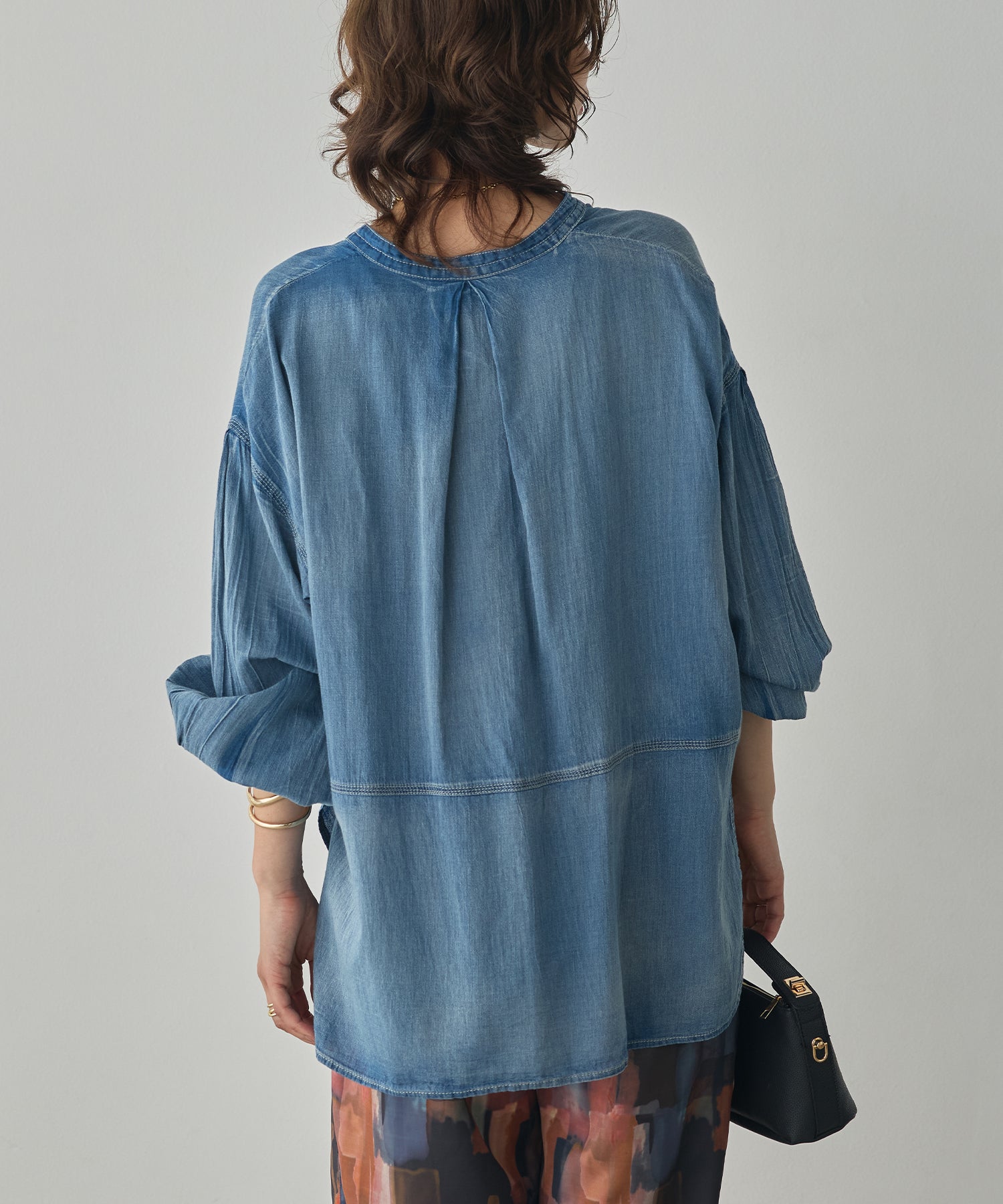 SHEER DENIM SKIPPER TOPS
