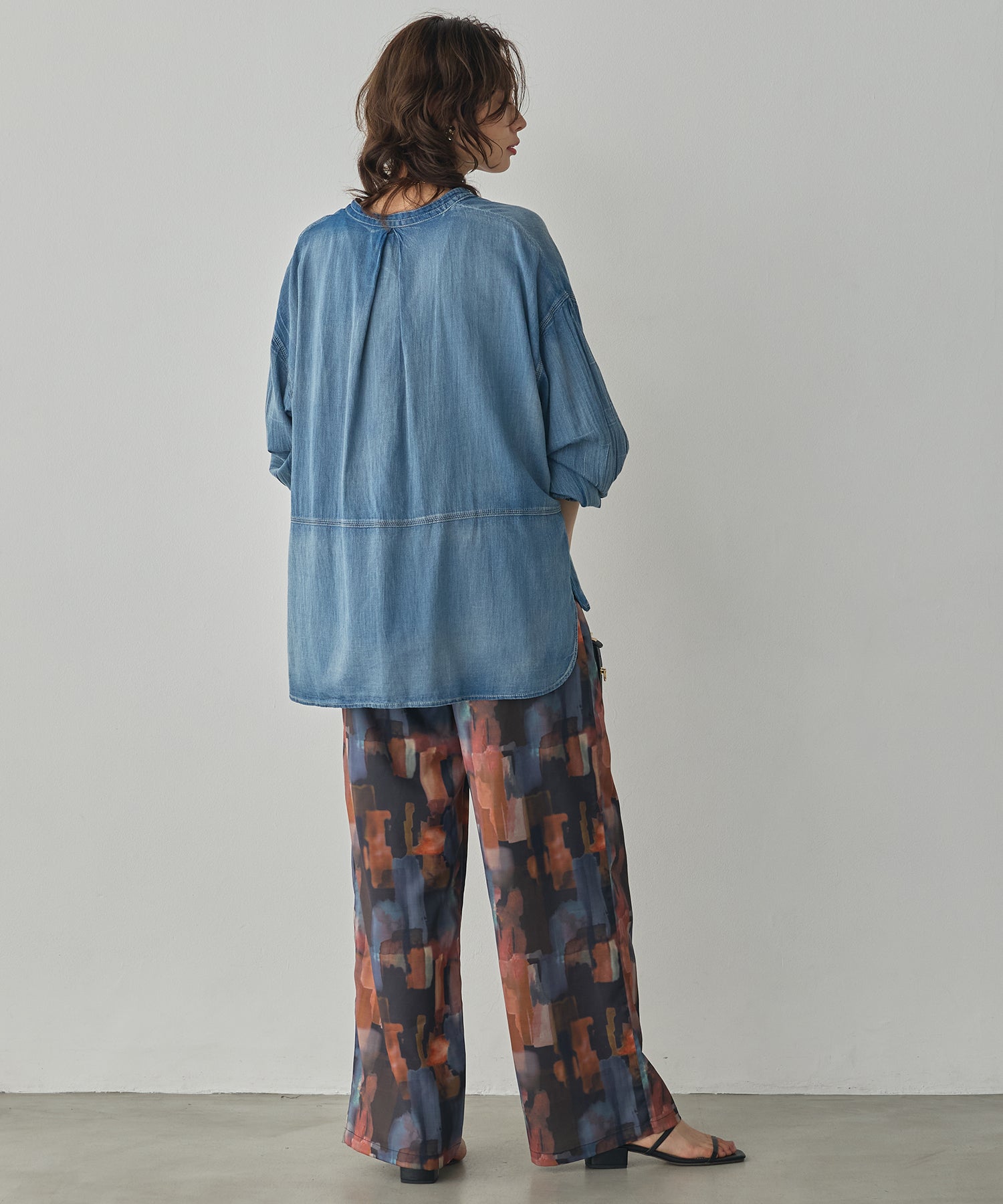 SHEER DENIM SKIPPER TOPS