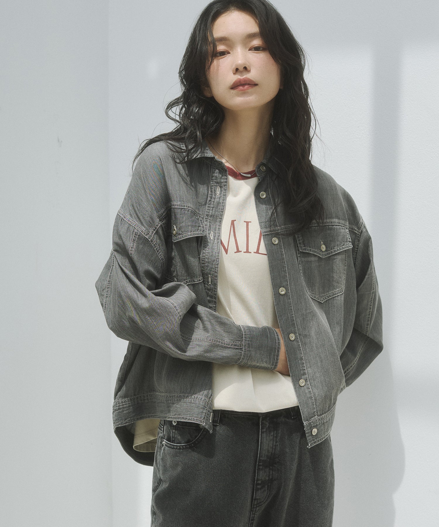 SHEER DENIM OVERSHIRT