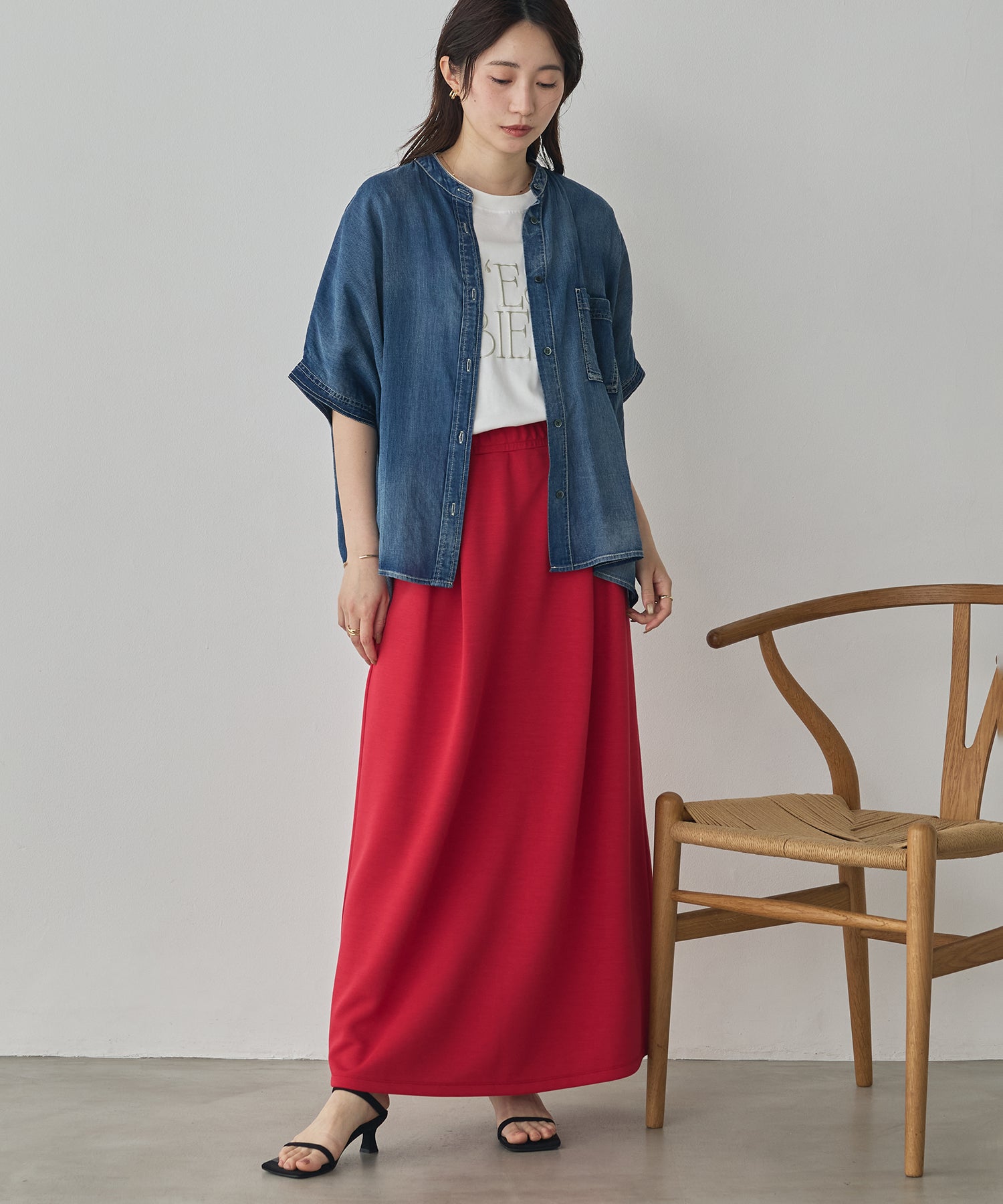 [PRE-ORDER]SHEER DENIM OVERSIZED SHORT-SLEEVE SHIRT