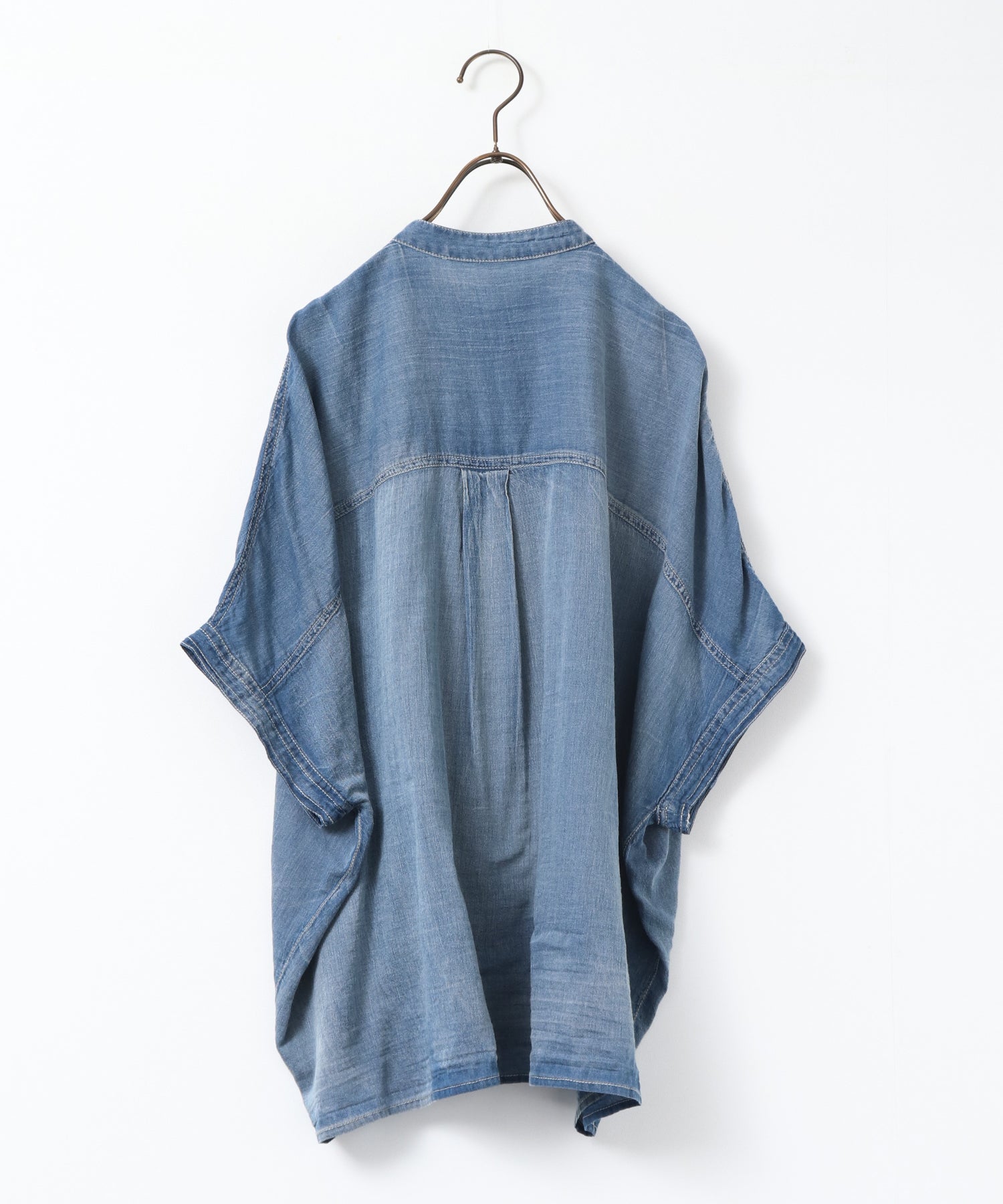 [PRE-ORDER]SHEER DENIM OVERSIZED SHORT-SLEEVE SHIRT
