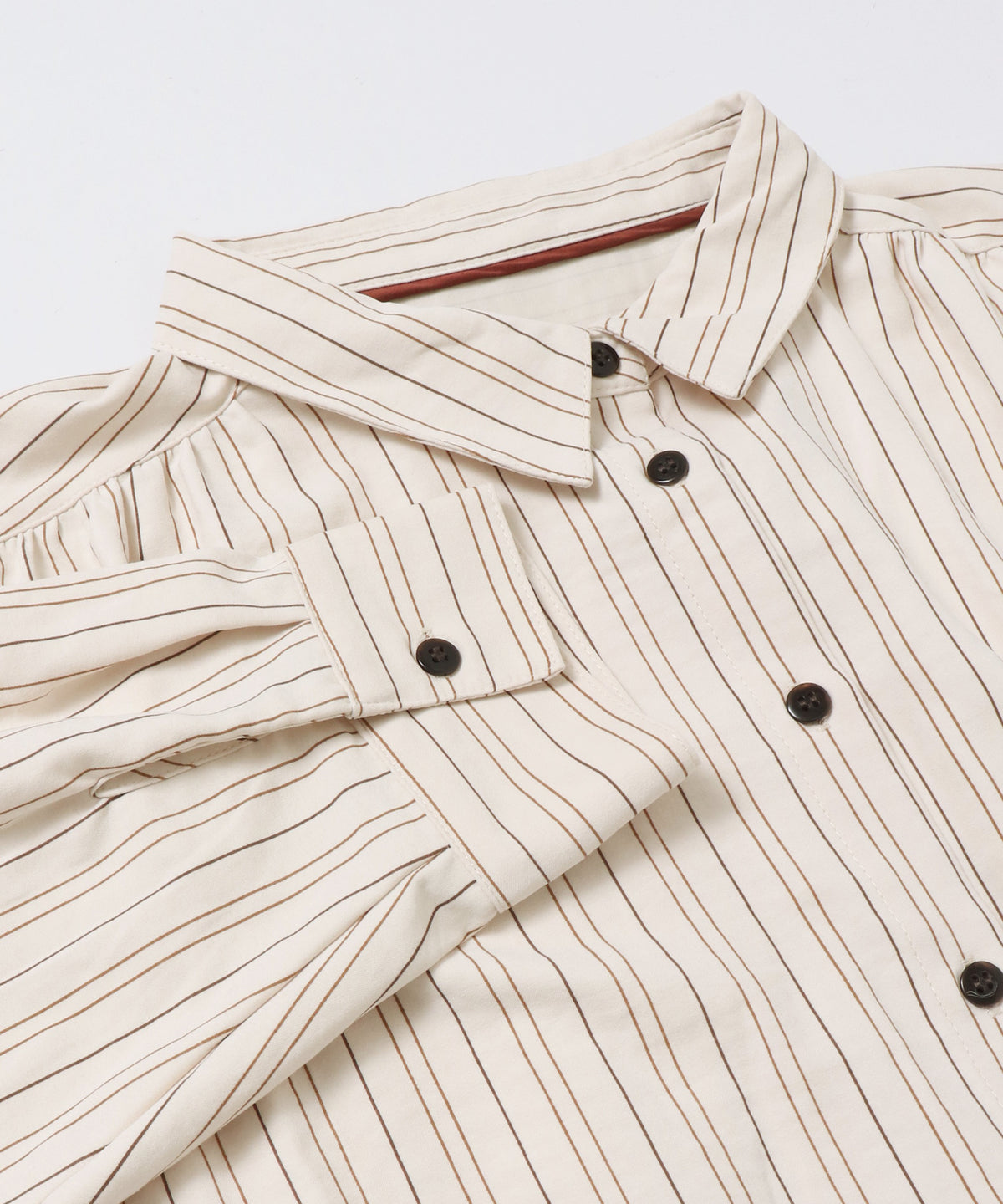 VINTAGE-STYLE PRINTED GATHERED SHIRT