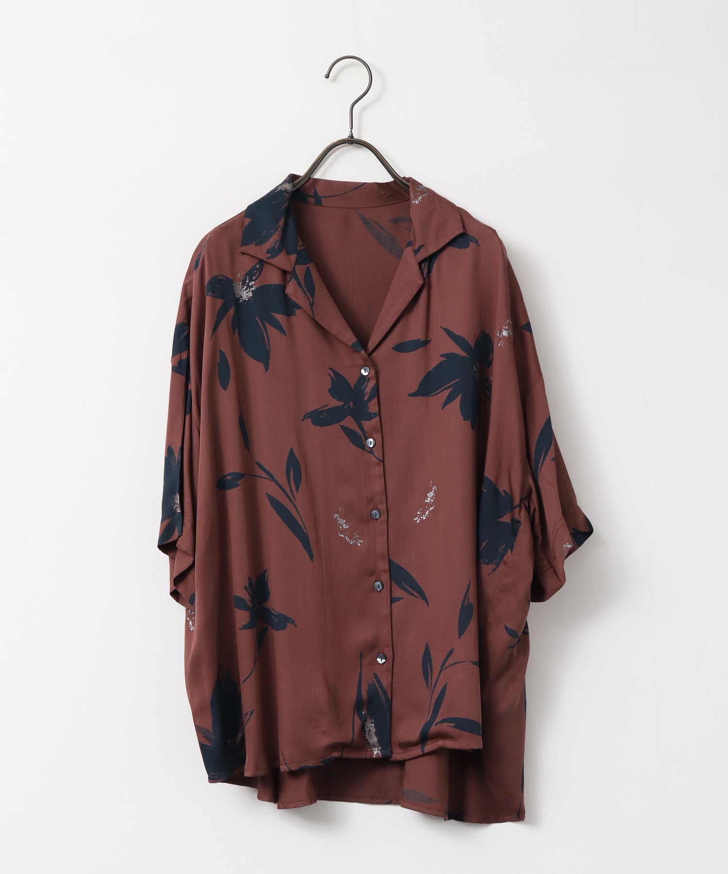 RAYON PATTERNED OPEN-NECK SHIRT