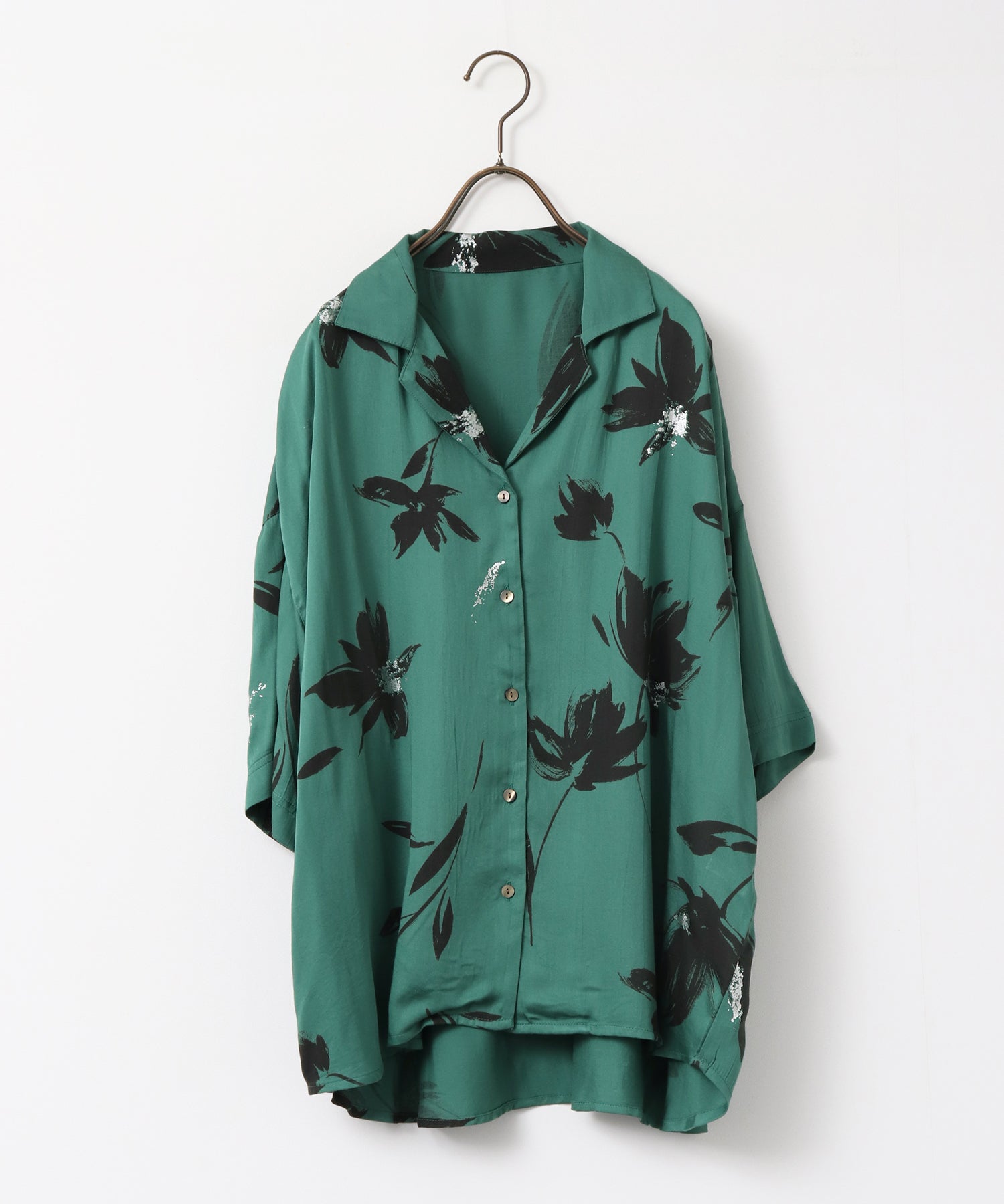 RAYON PATTERNED OPEN-NECK SHIRT