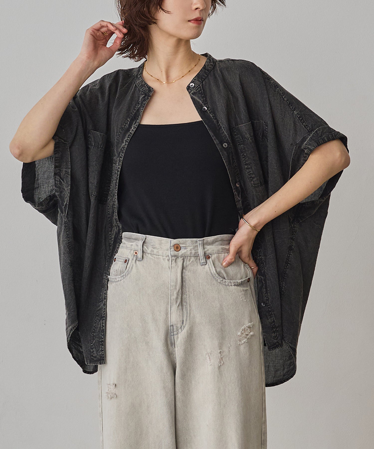 ACID-WASH SHORT-SLEEVE SHIRT