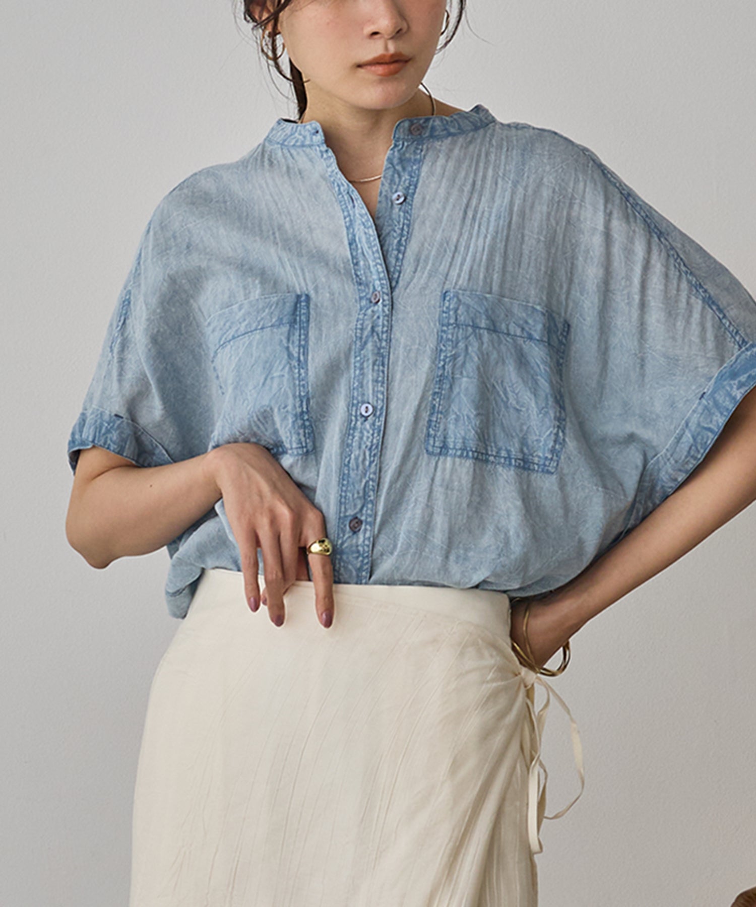 ACID-WASH SHORT-SLEEVE SHIRT