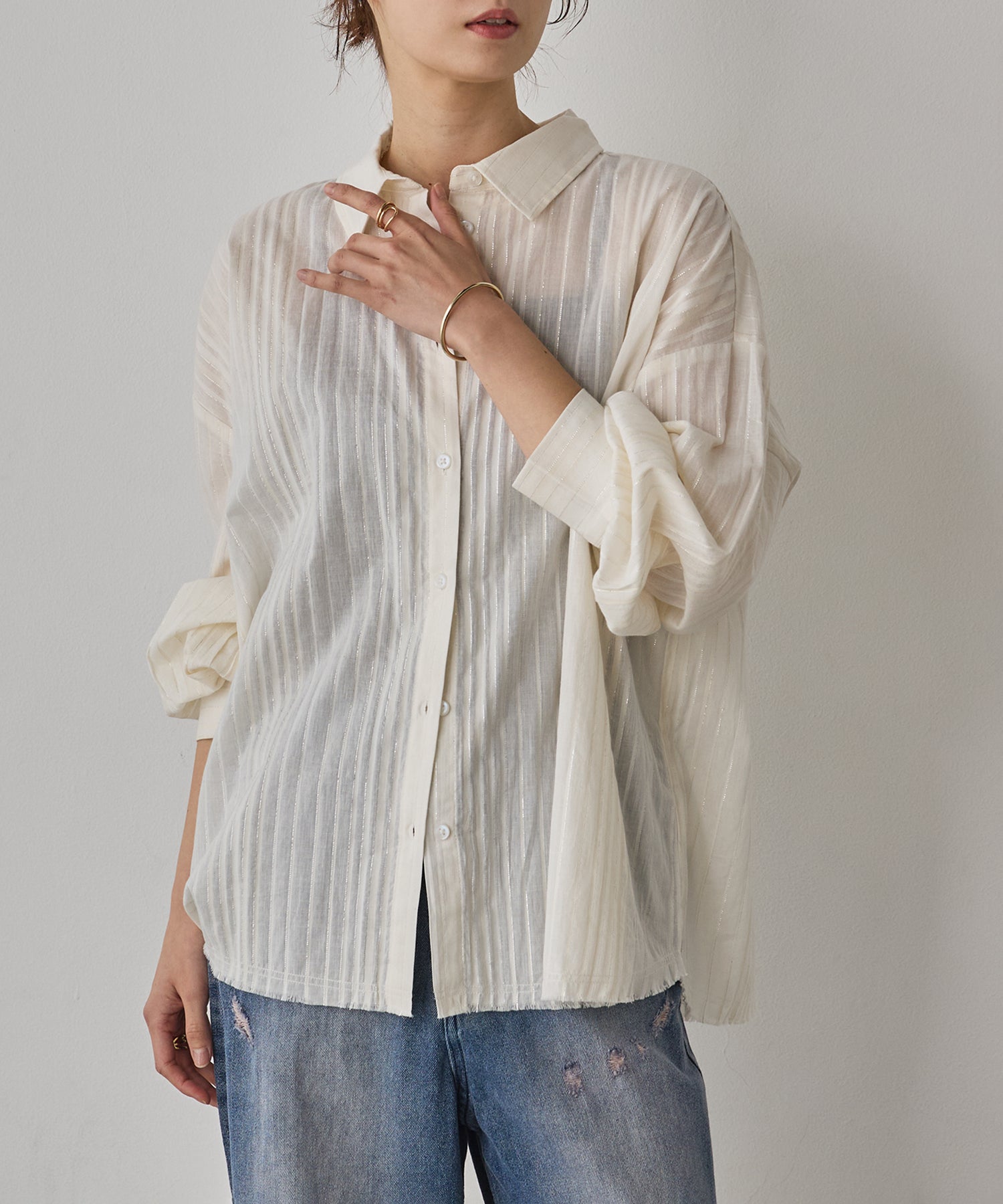 トップス 29 STRIPE BACK-OPEN SHIRT