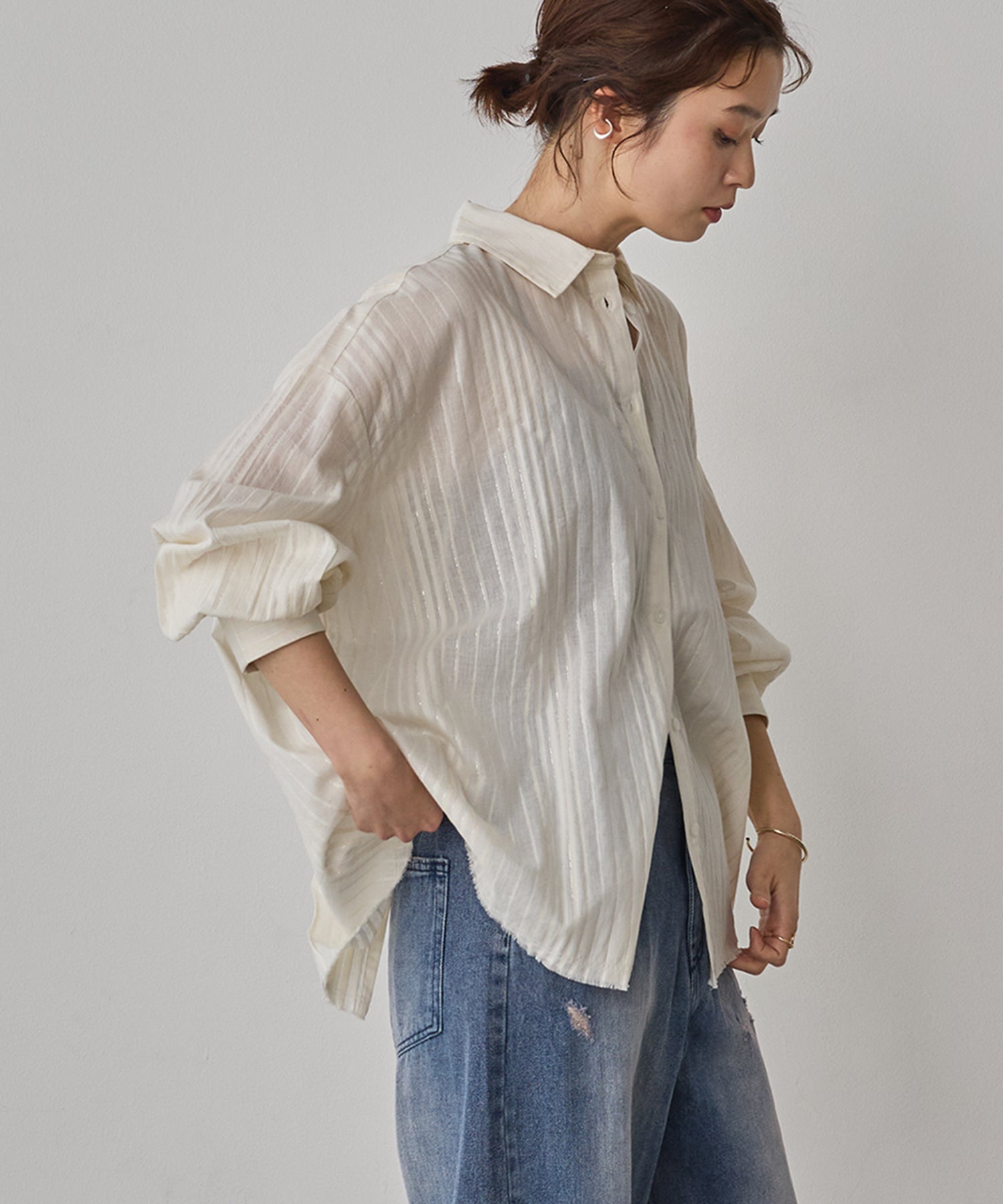 STRIPE BACK-OPEN SHIRT