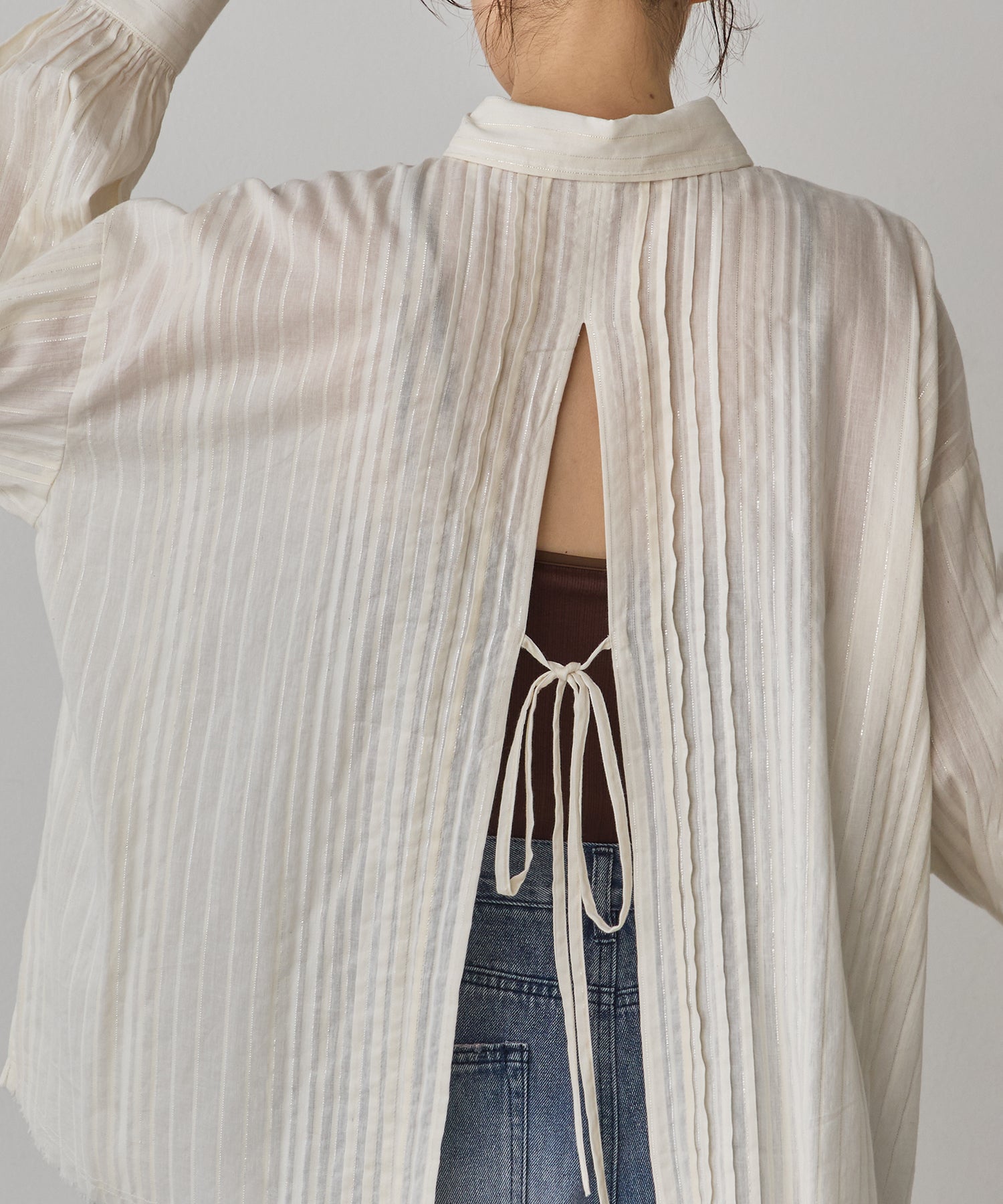 STRIPE BACK-OPEN SHIRT
