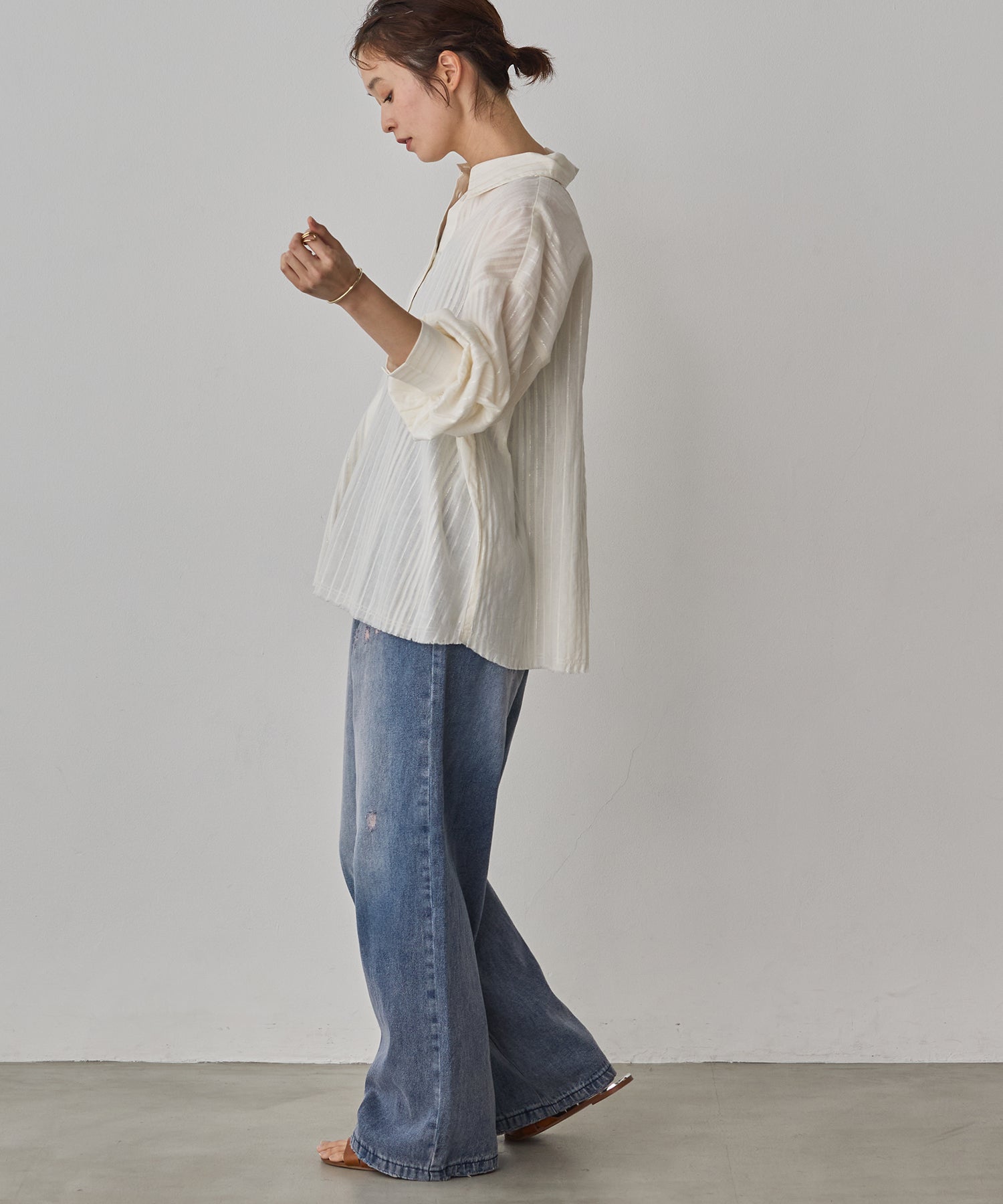 STRIPE BACK-OPEN SHIRT