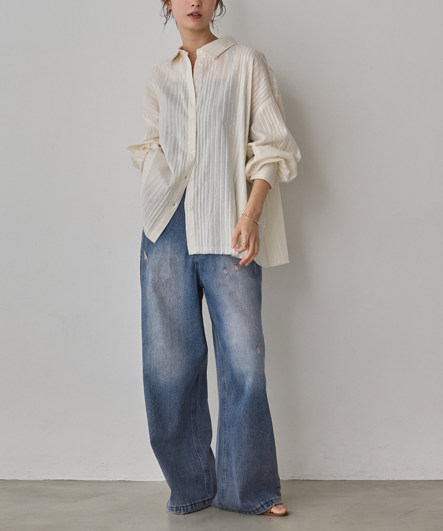STRIPE BACK-OPEN SHIRT
