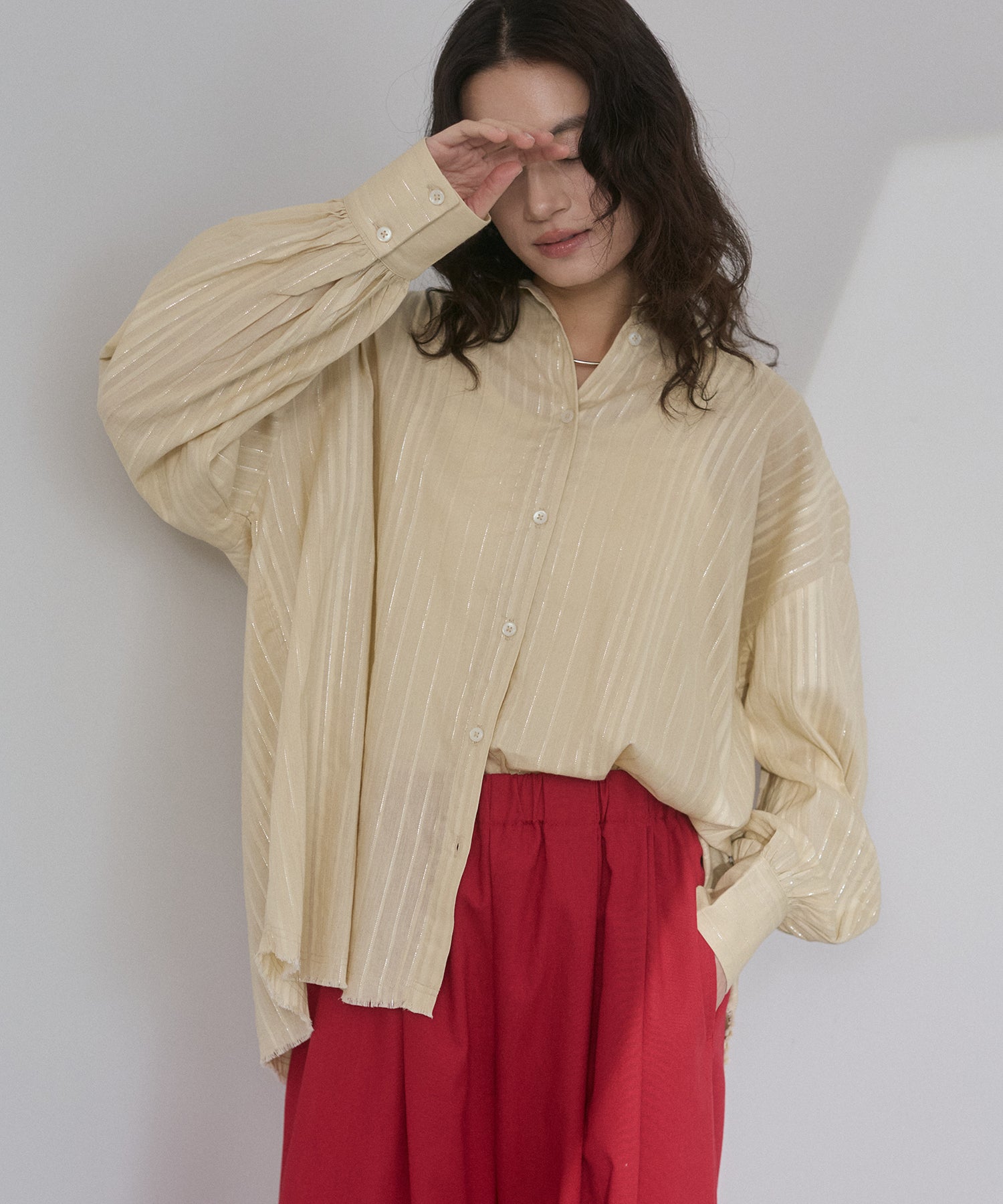 STRIPE BACK-OPEN SHIRT