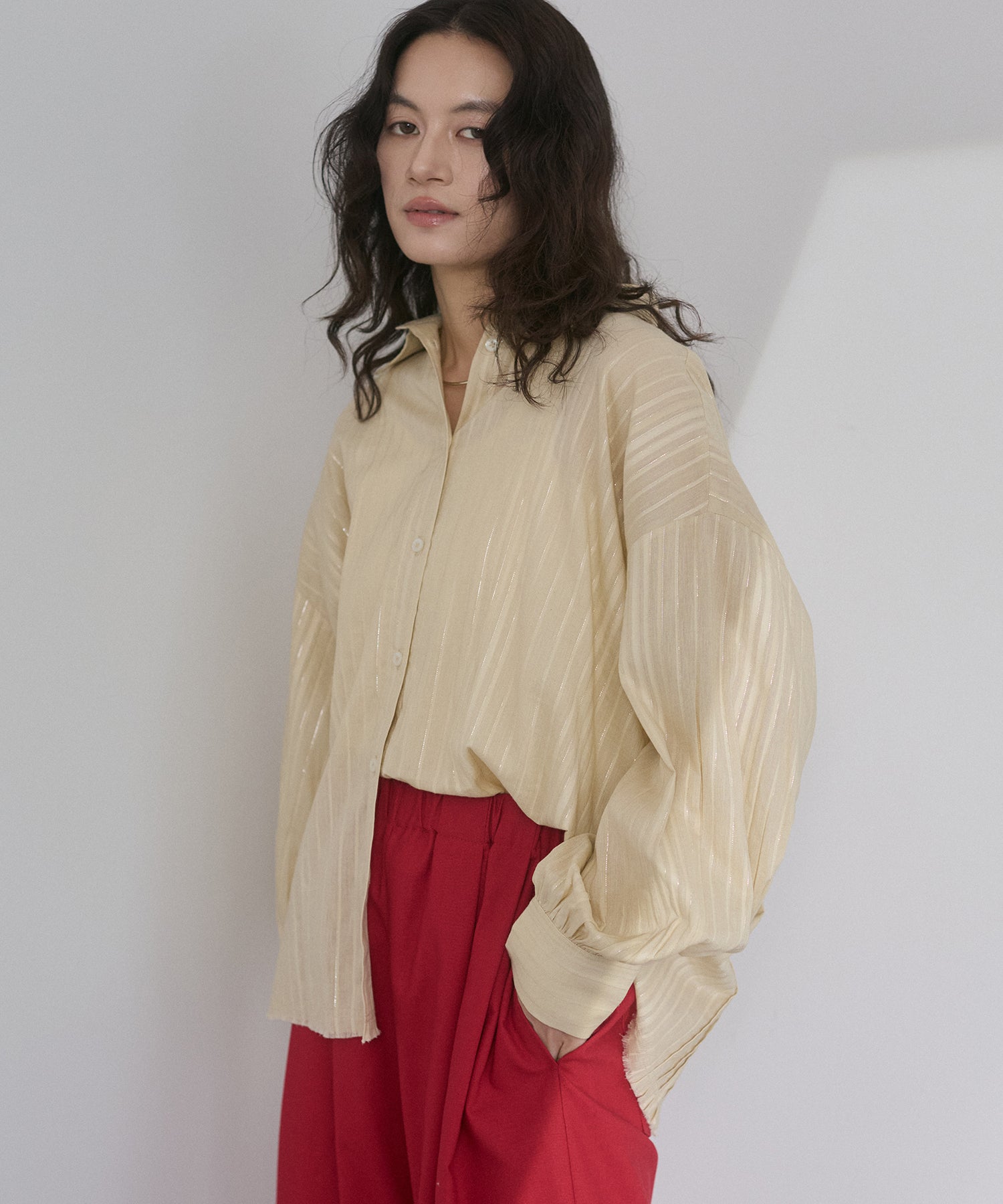 STRIPE BACK-OPEN SHIRT