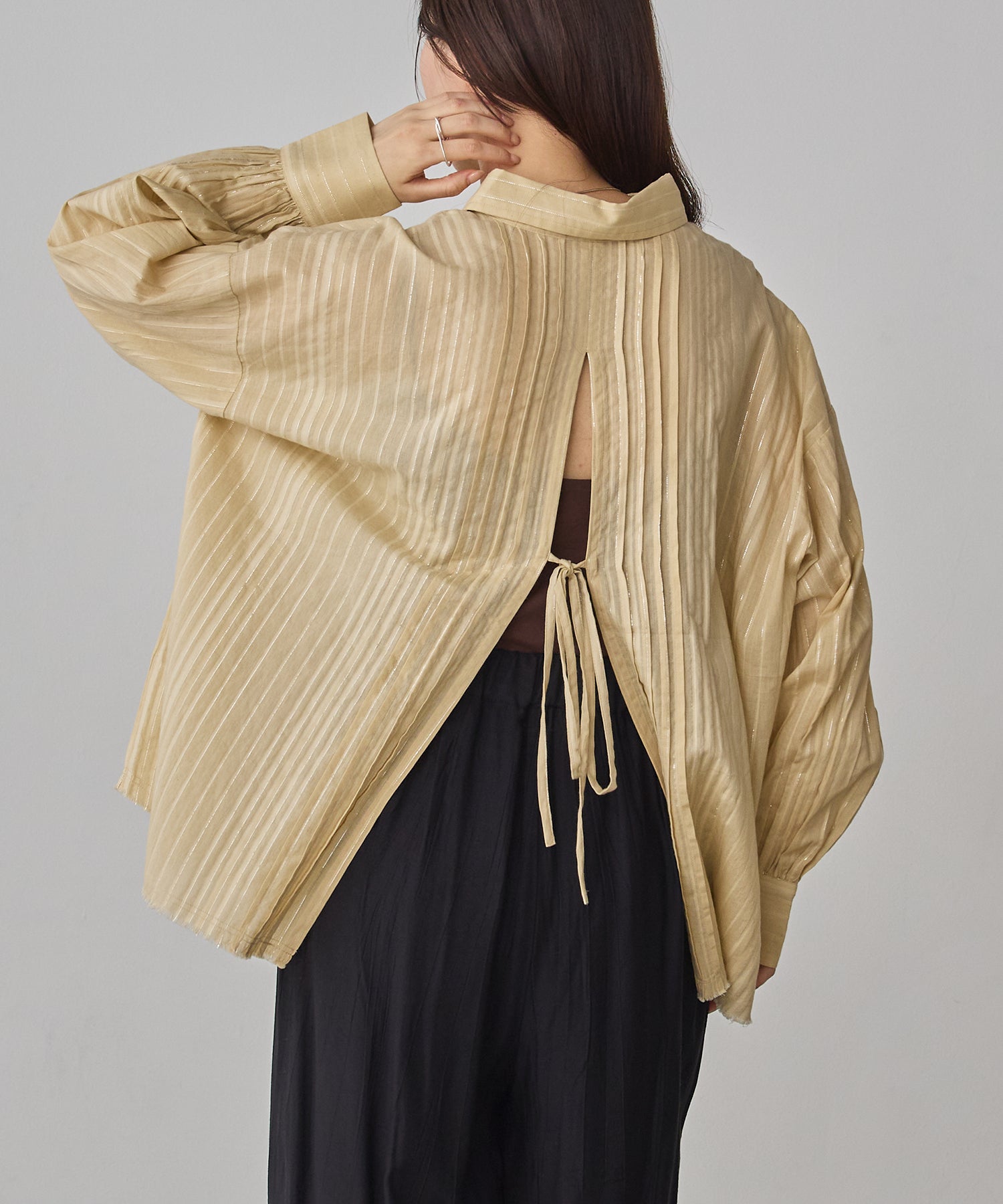 STRIPE BACK-OPEN SHIRT