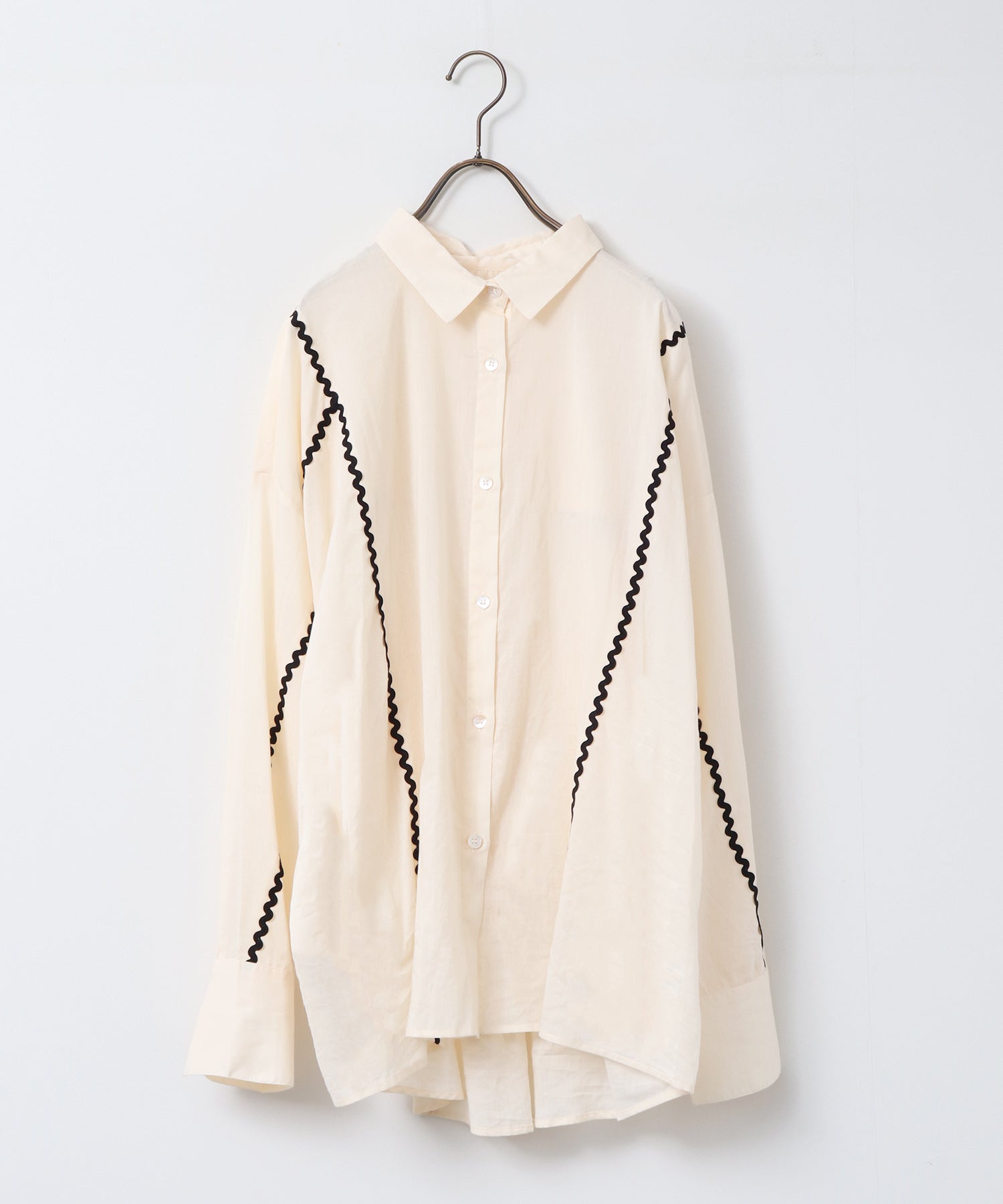 コットンボイル 配色ラインシャツ