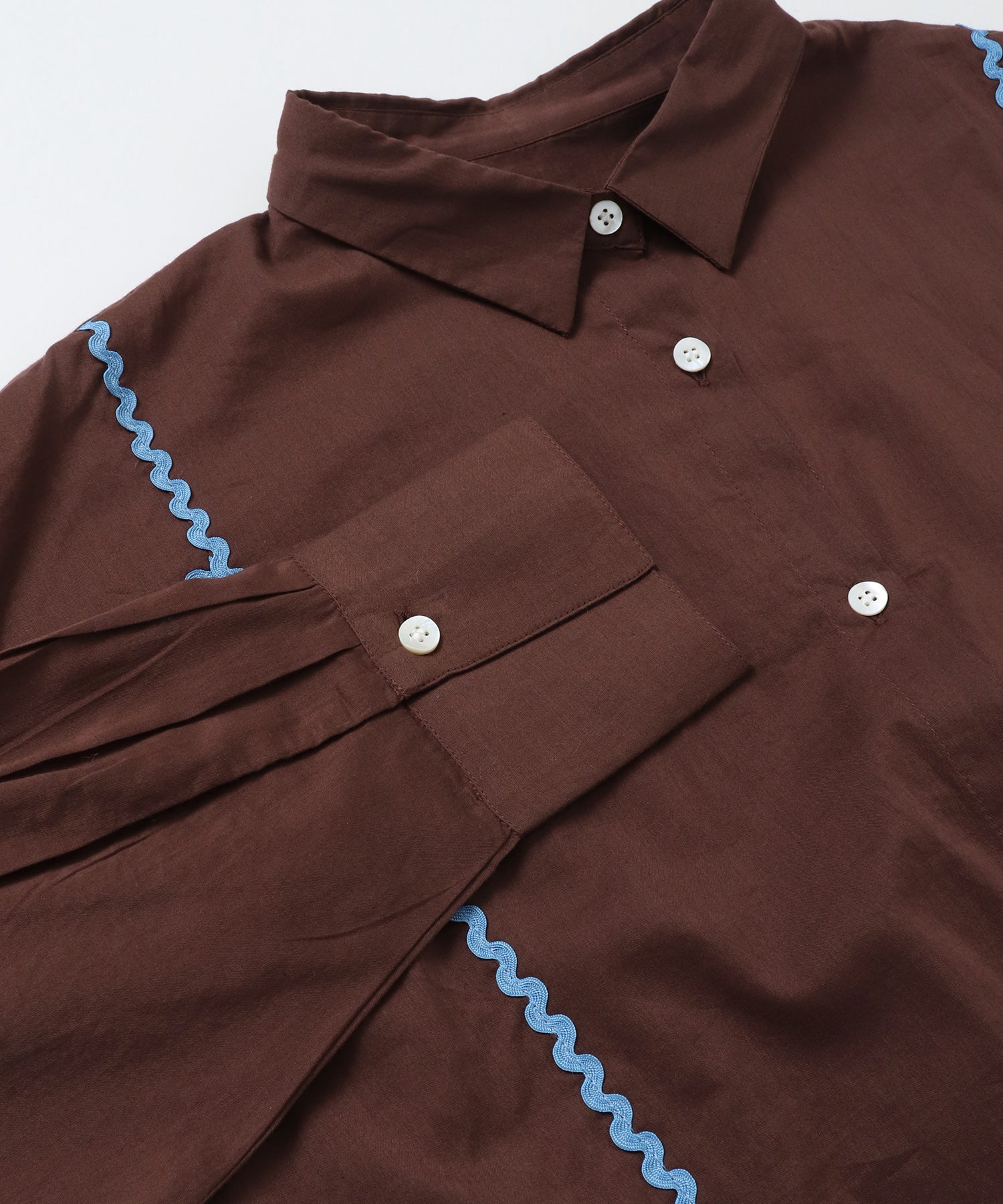 コットンボイル 配色ラインシャツ