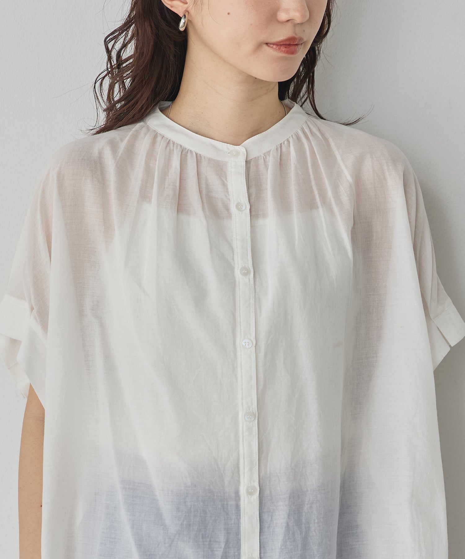 EMBROIDERED PANELS COTTON VOILE BLOUSE