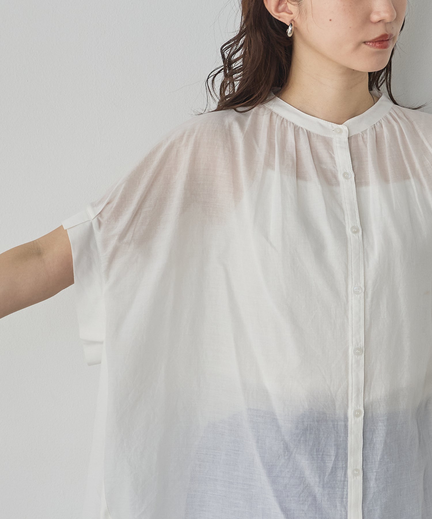 EMBROIDERED PANELS COTTON VOILE BLOUSE