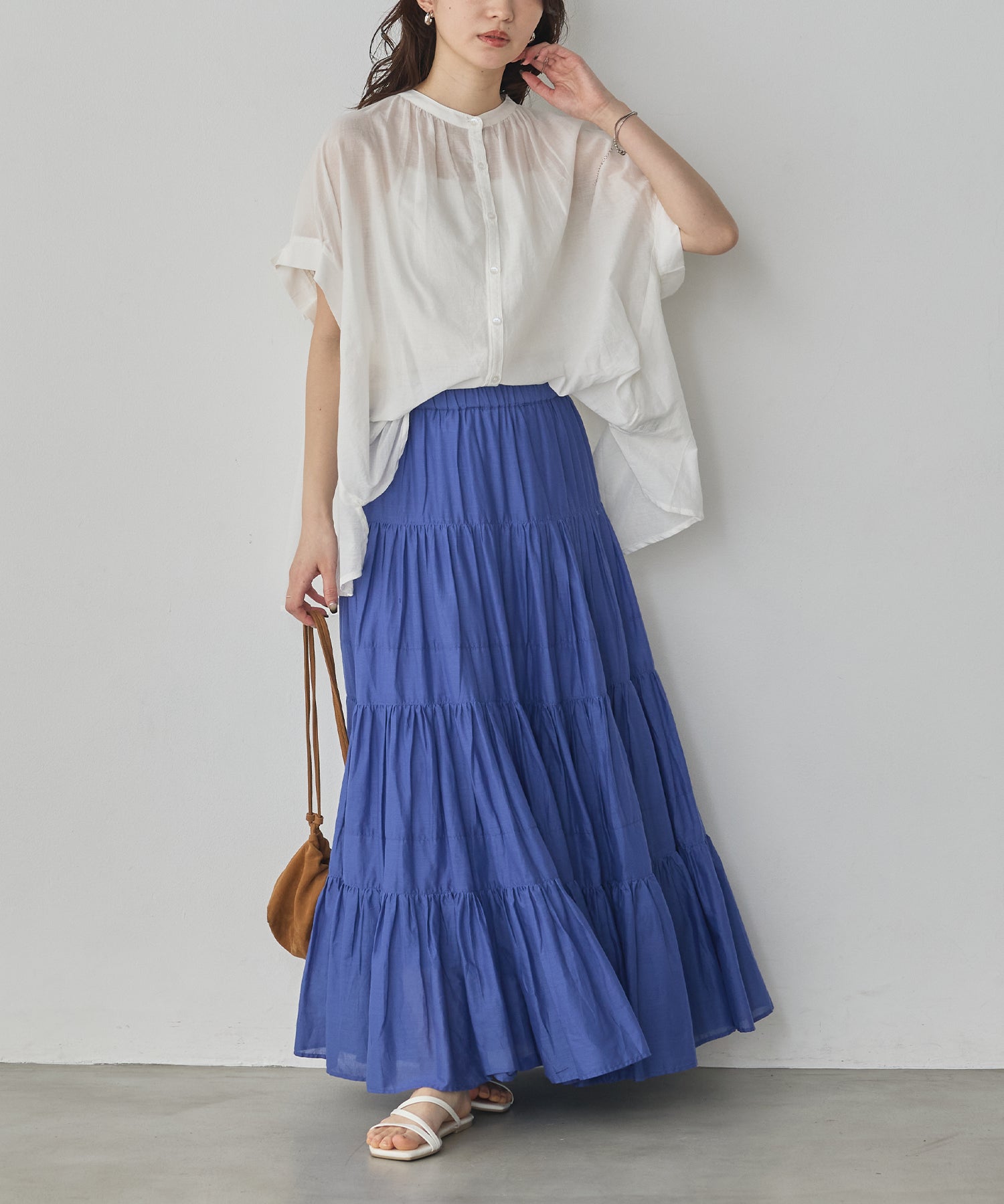 EMBROIDERED PANELS COTTON VOILE BLOUSE