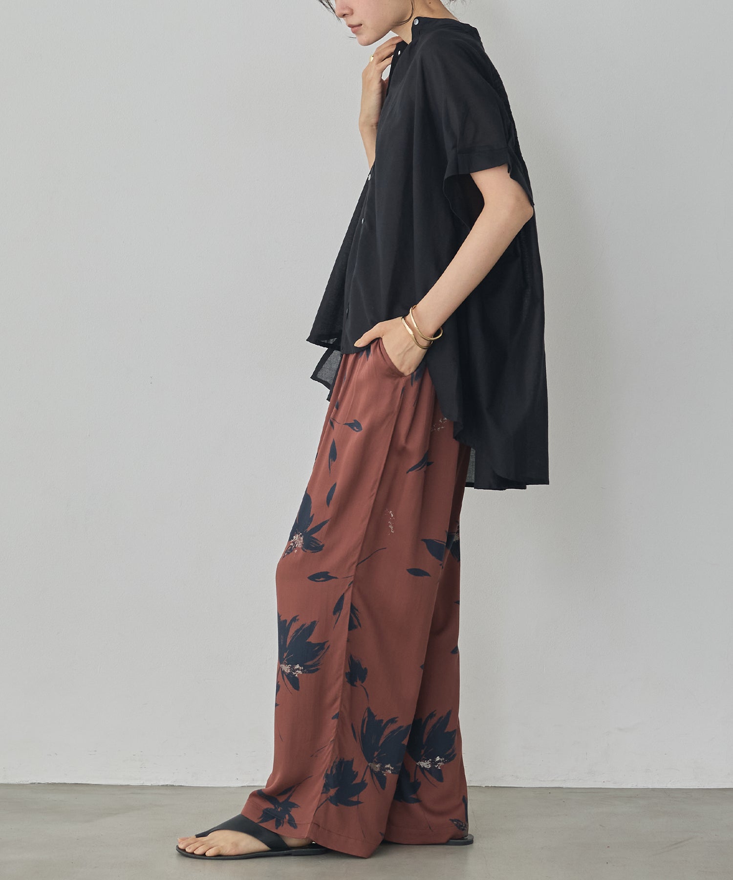 EMBROIDERED PANELS COTTON VOILE BLOUSE