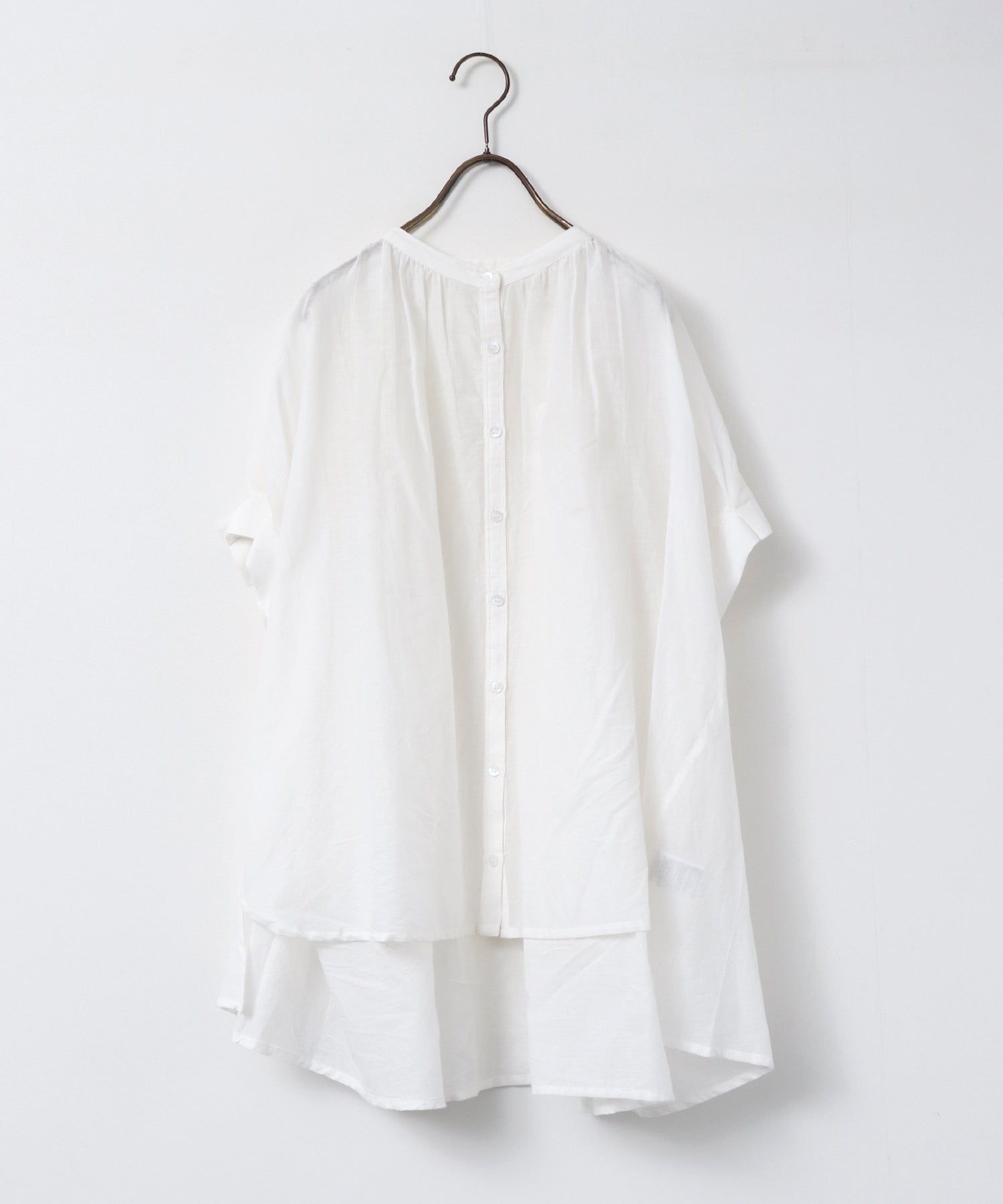 EMBROIDERED PANELS COTTON VOILE BLOUSE